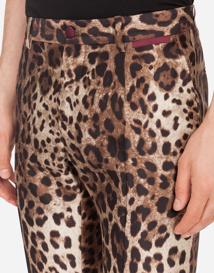 Silk mikado pants with leopard print - 4