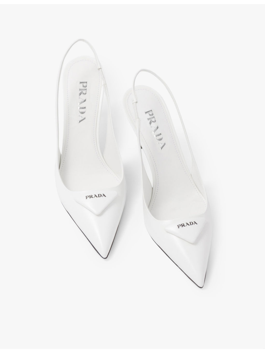 Logo-plaque slingback heeled leather pumps - 5