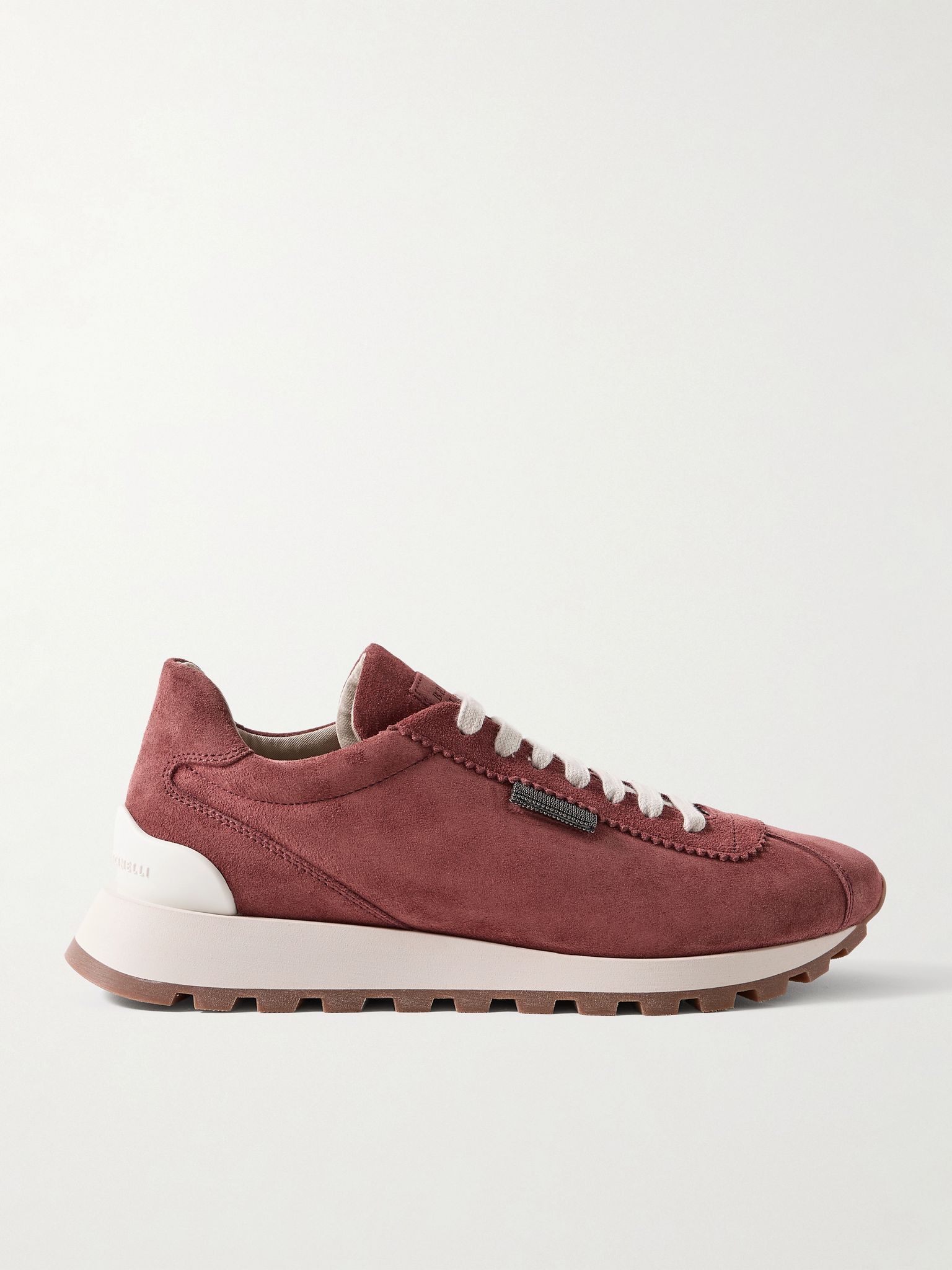 Bead-embellished suede sneakers Brick - 1