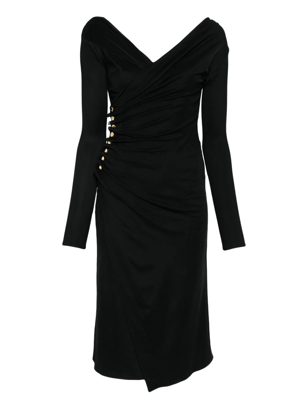 side-button draped dress - 1