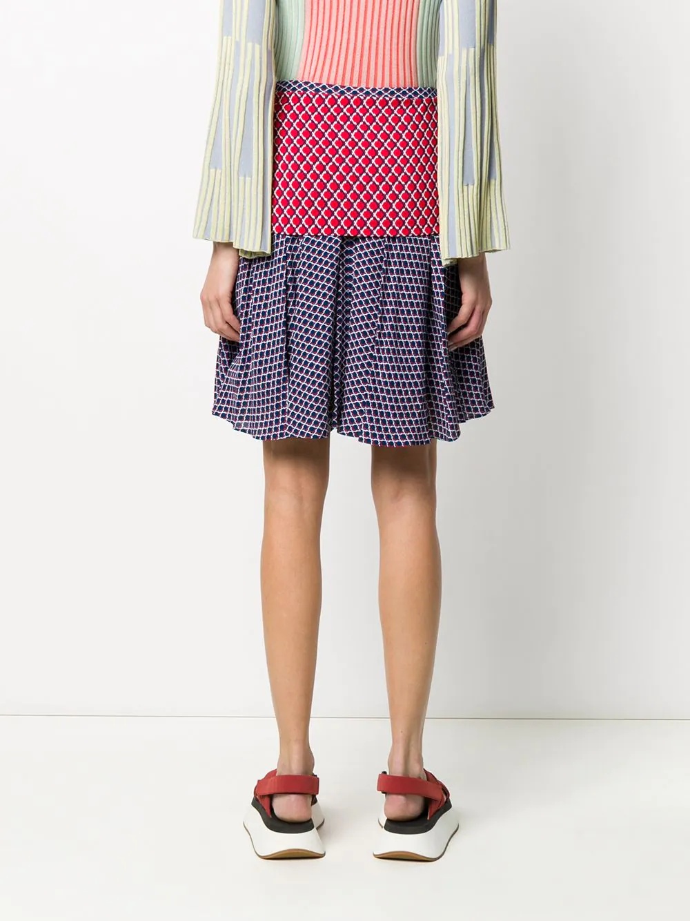 panelled geometric-print skirt - 4