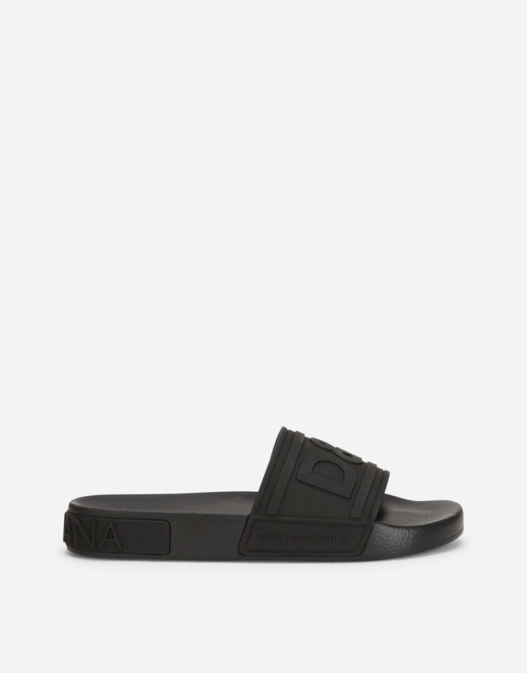 Rubber beachwear sliders with D&G logo - 1