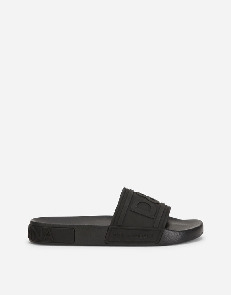 Rubber beachwear sliders with D&G logo 1