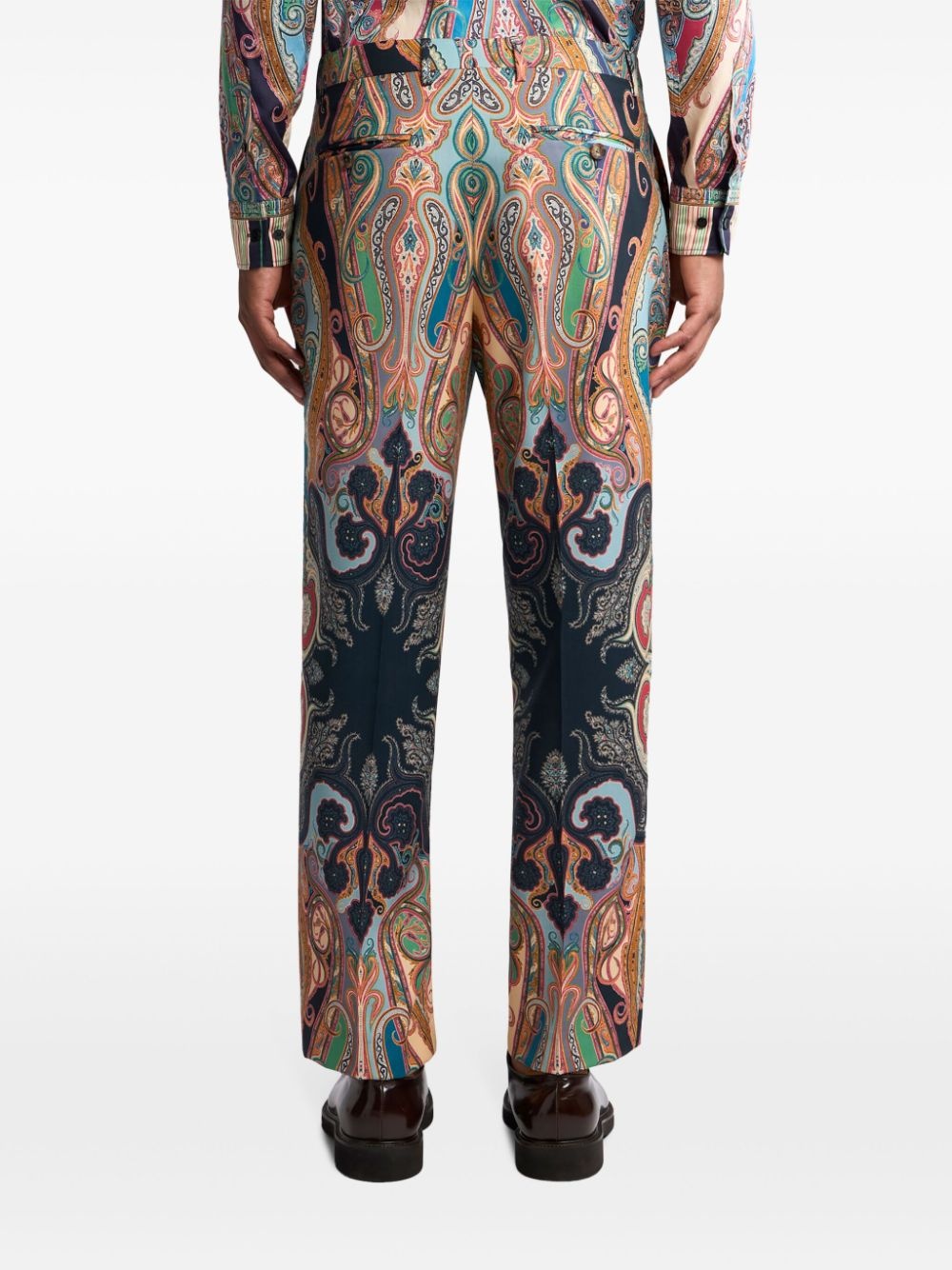 paisley print wool trousers - 4