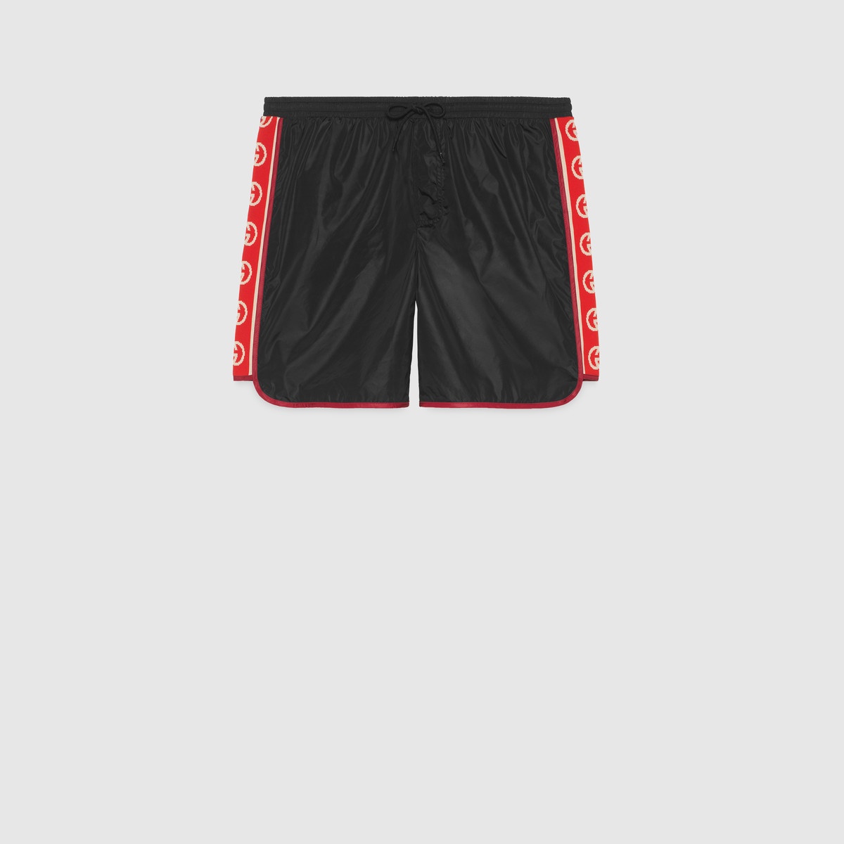 Nylon swim shorts with logo stripe - 1