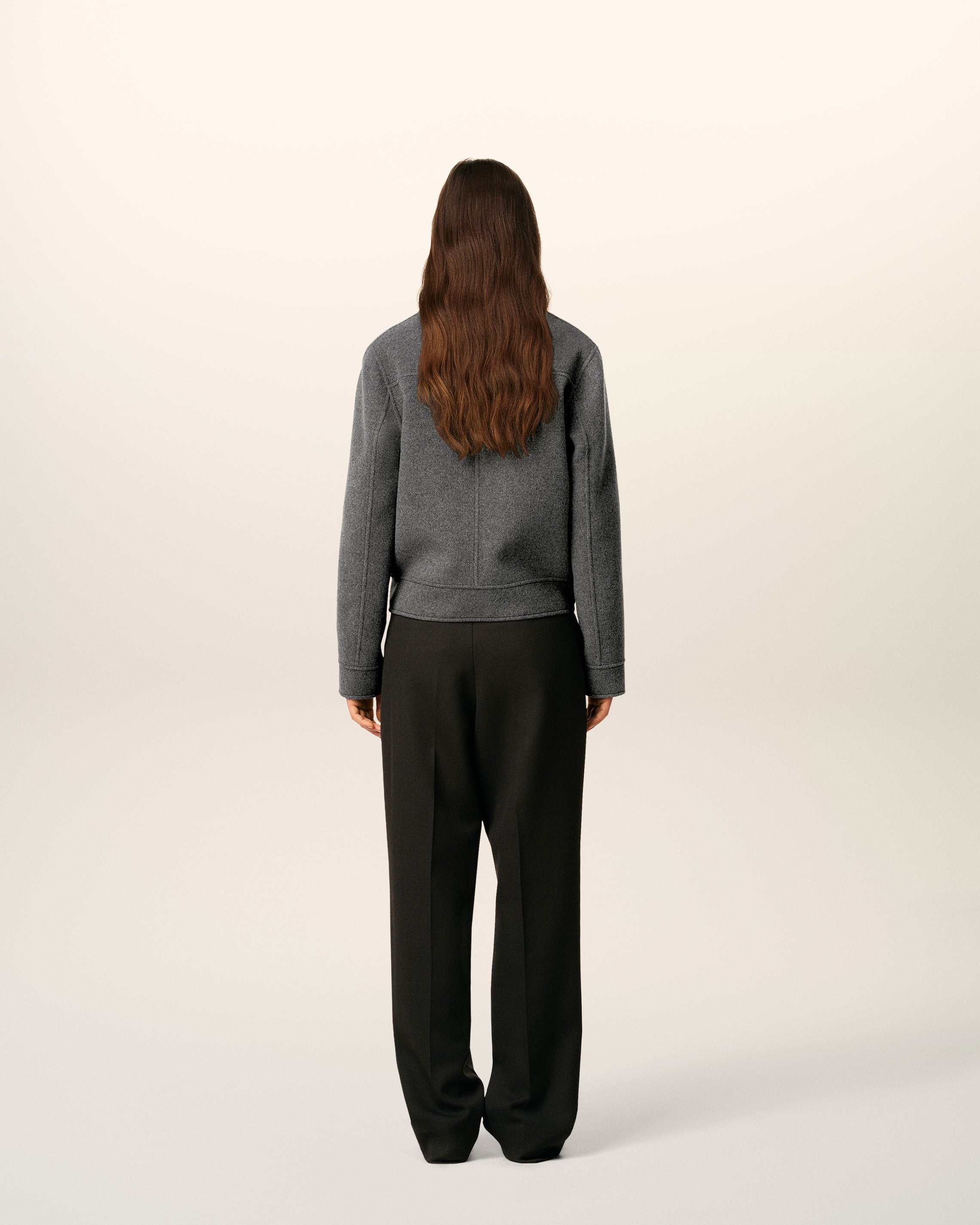 GREY WOOL BOXY BUTTONED JACKET - 5