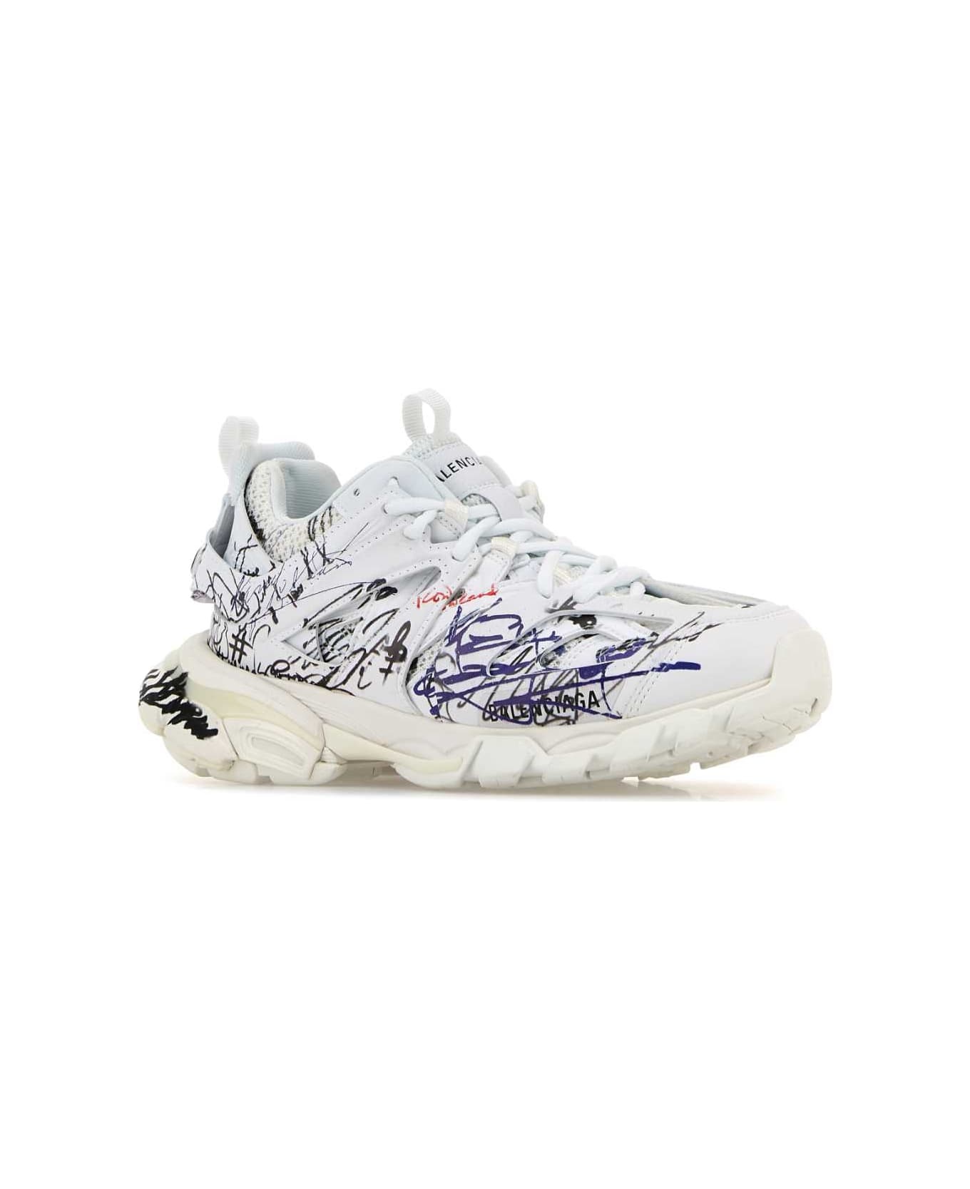 White Mesh And Rubber Track Sneakers - 2