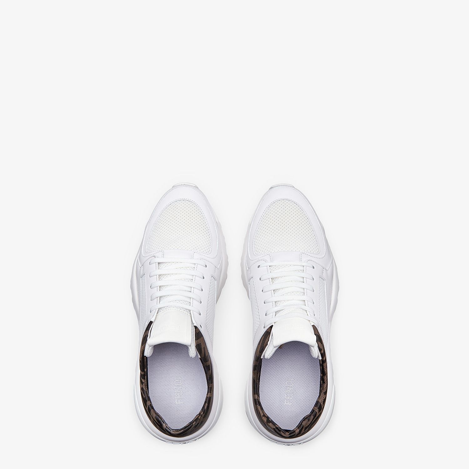 Low-tops in white tech mesh and leather - 4