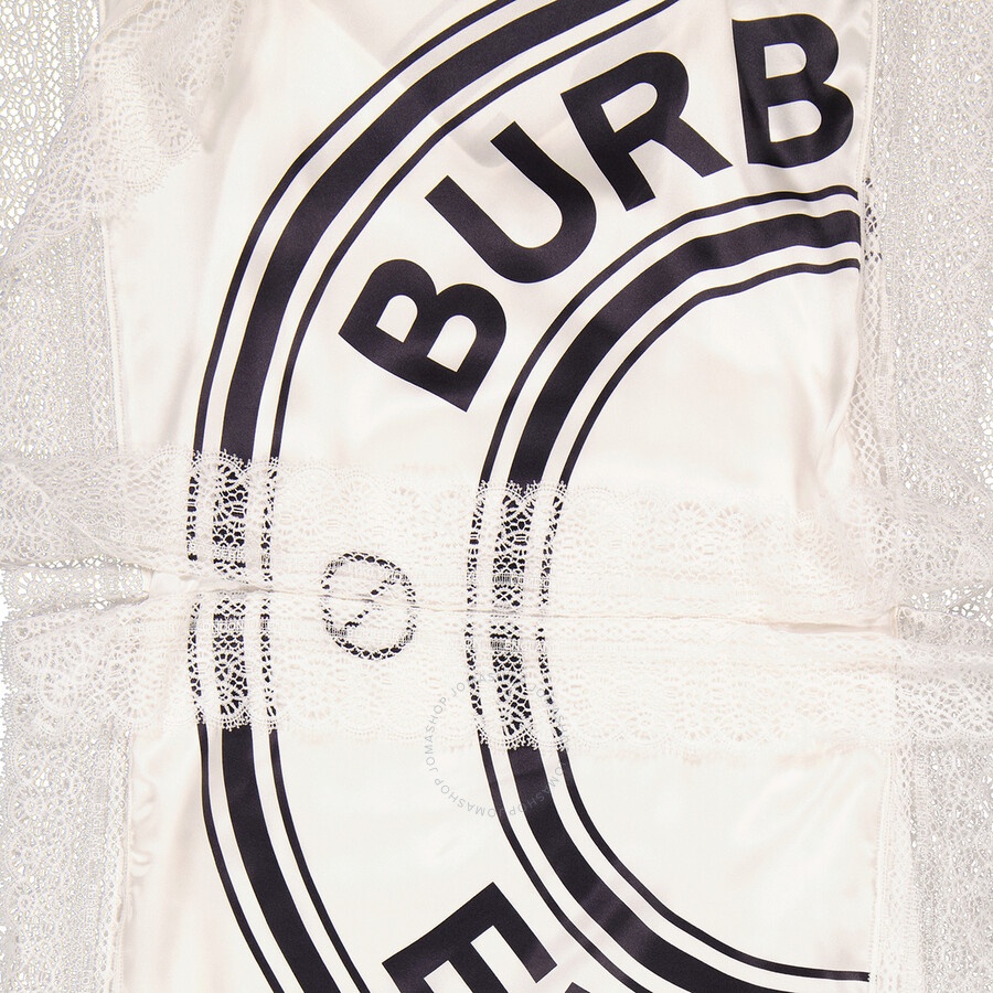 Burberry Ladies Lace-Detail Logo Silk Slip Midi-Dress - 7
