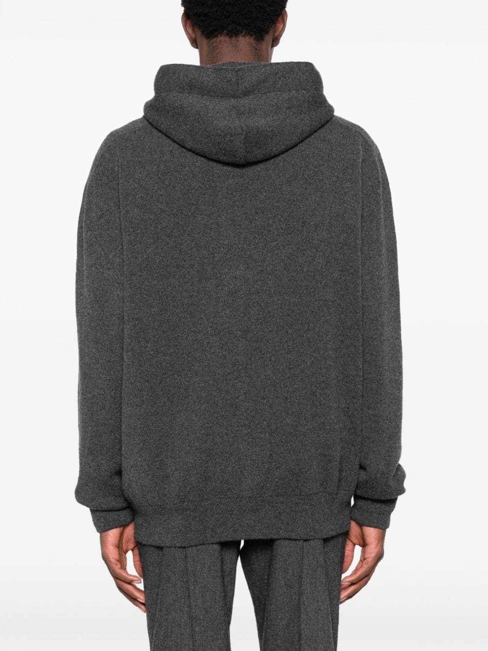 logo-embroidered hooded cashmere cardigan - 4