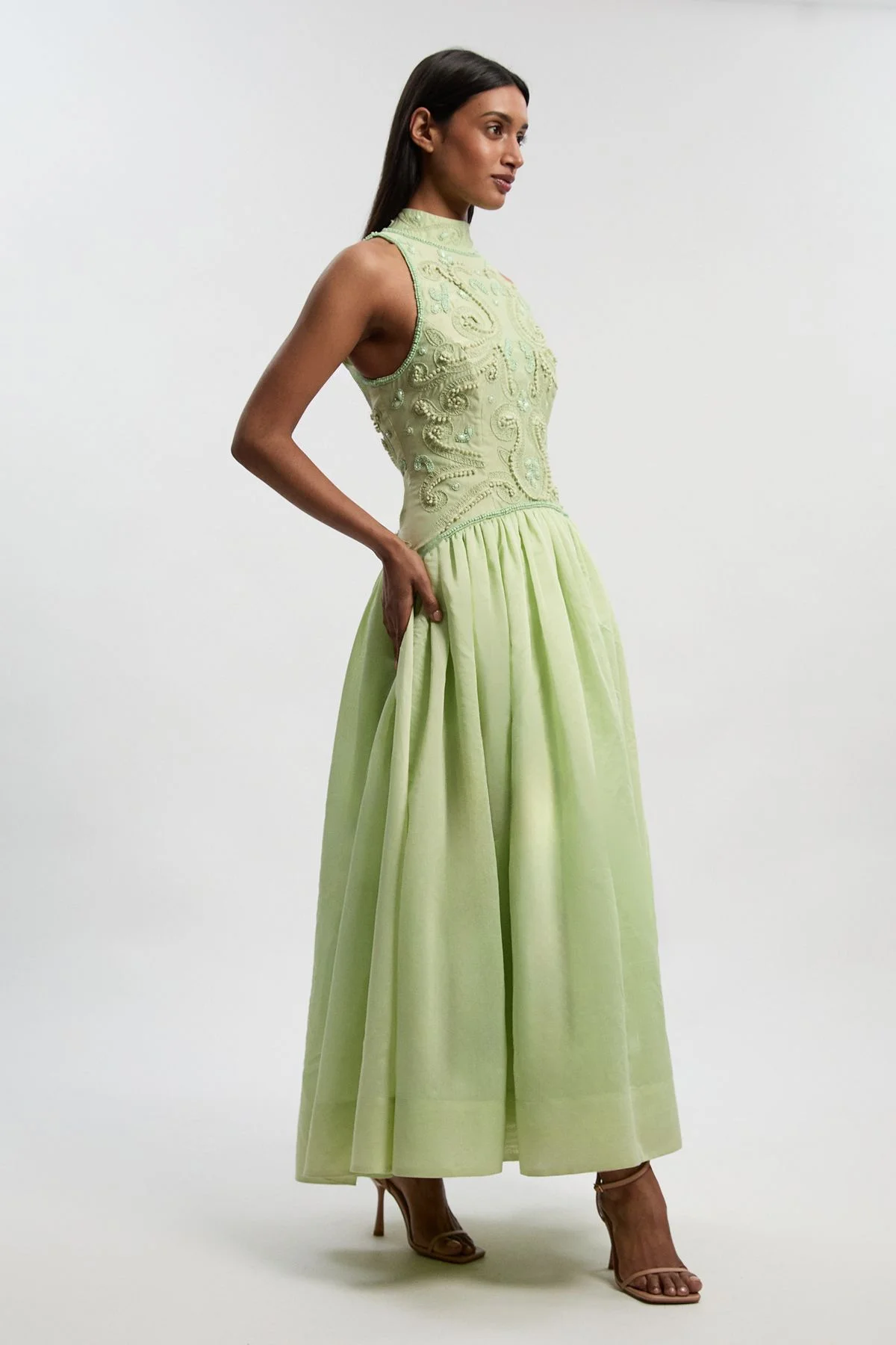 Cornelli Embellished Taffeta Prom Dress - 1