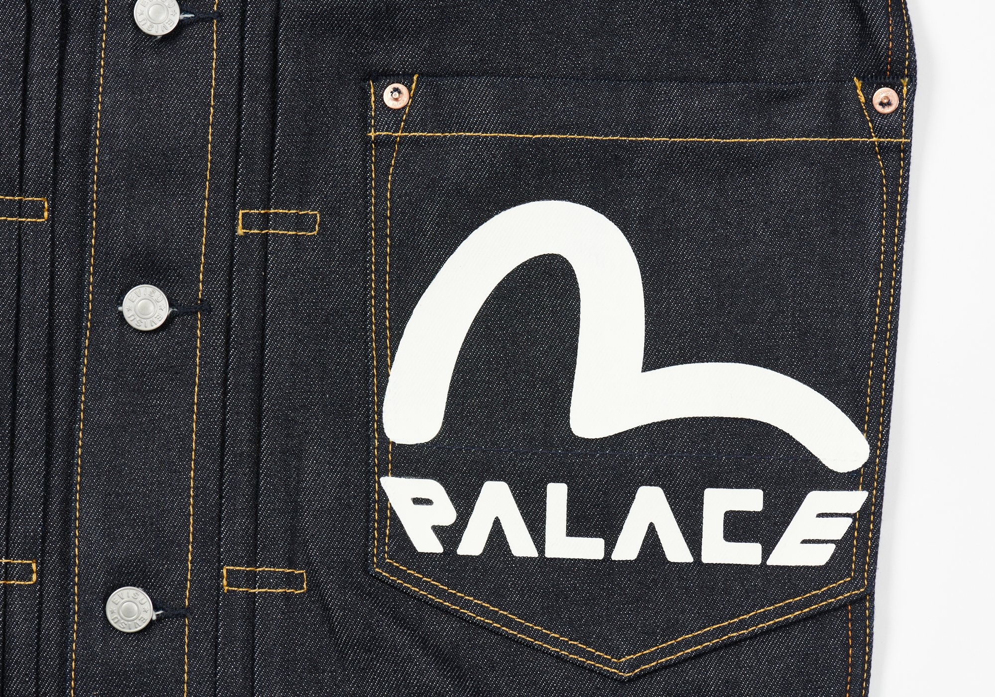 PALACE EVISU CLASSIC SEAGULL DENIM JACKET INDIGO RAW - 3