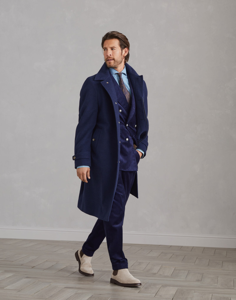 Sea Island cotton corduroy one-and-a-half breasted deconstructed blazer with patch pockets and metal 5