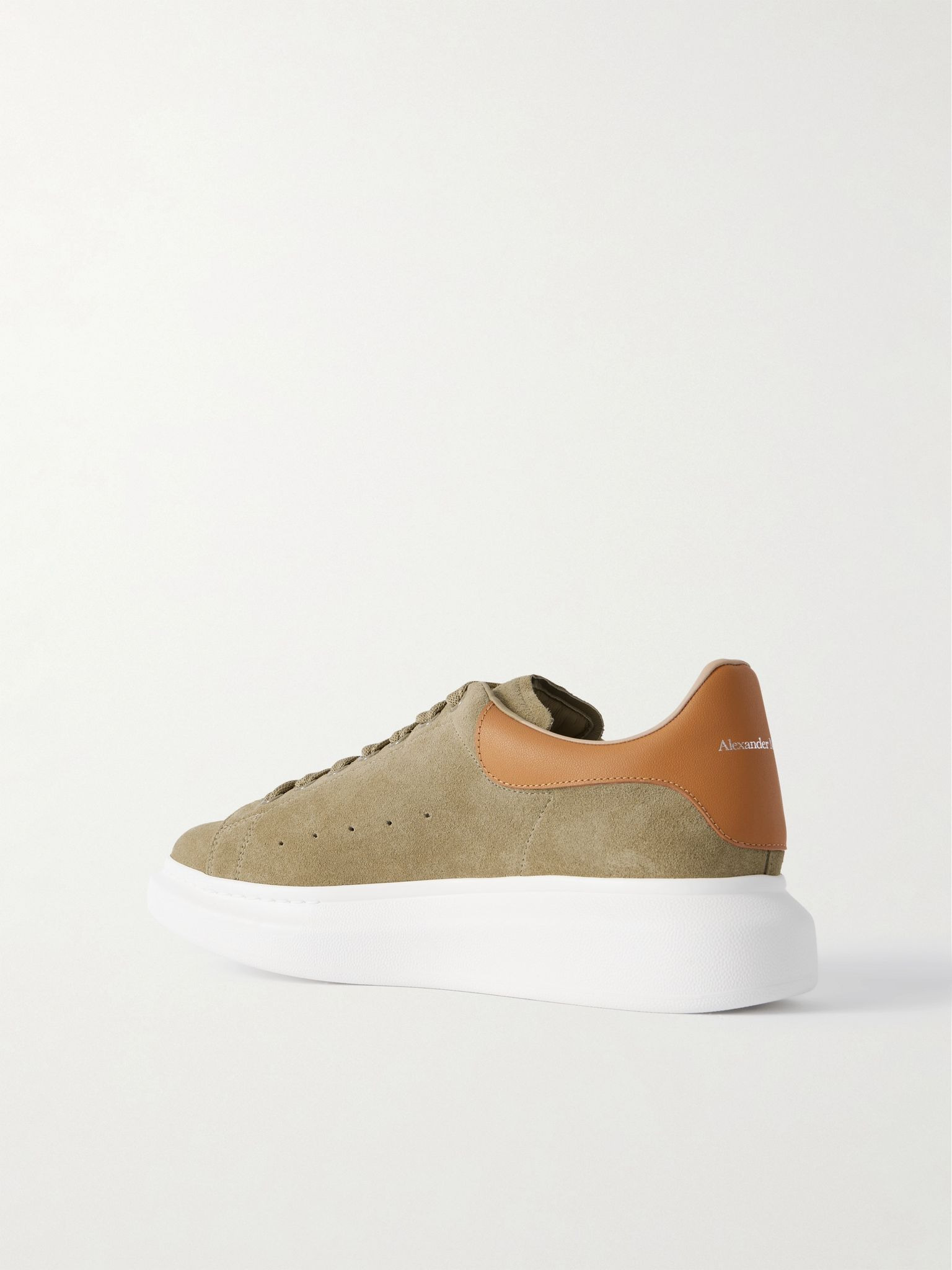 Leather-Trimmed Suede Sneakers Camel - 4