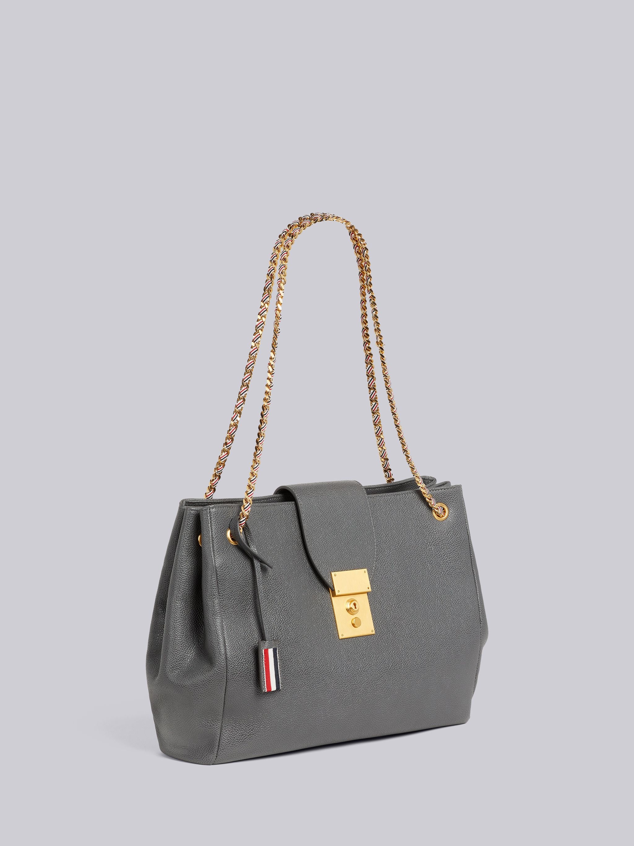 Dark Grey Pebble Grain Leather Mrs. Thom Chain Tote - 3