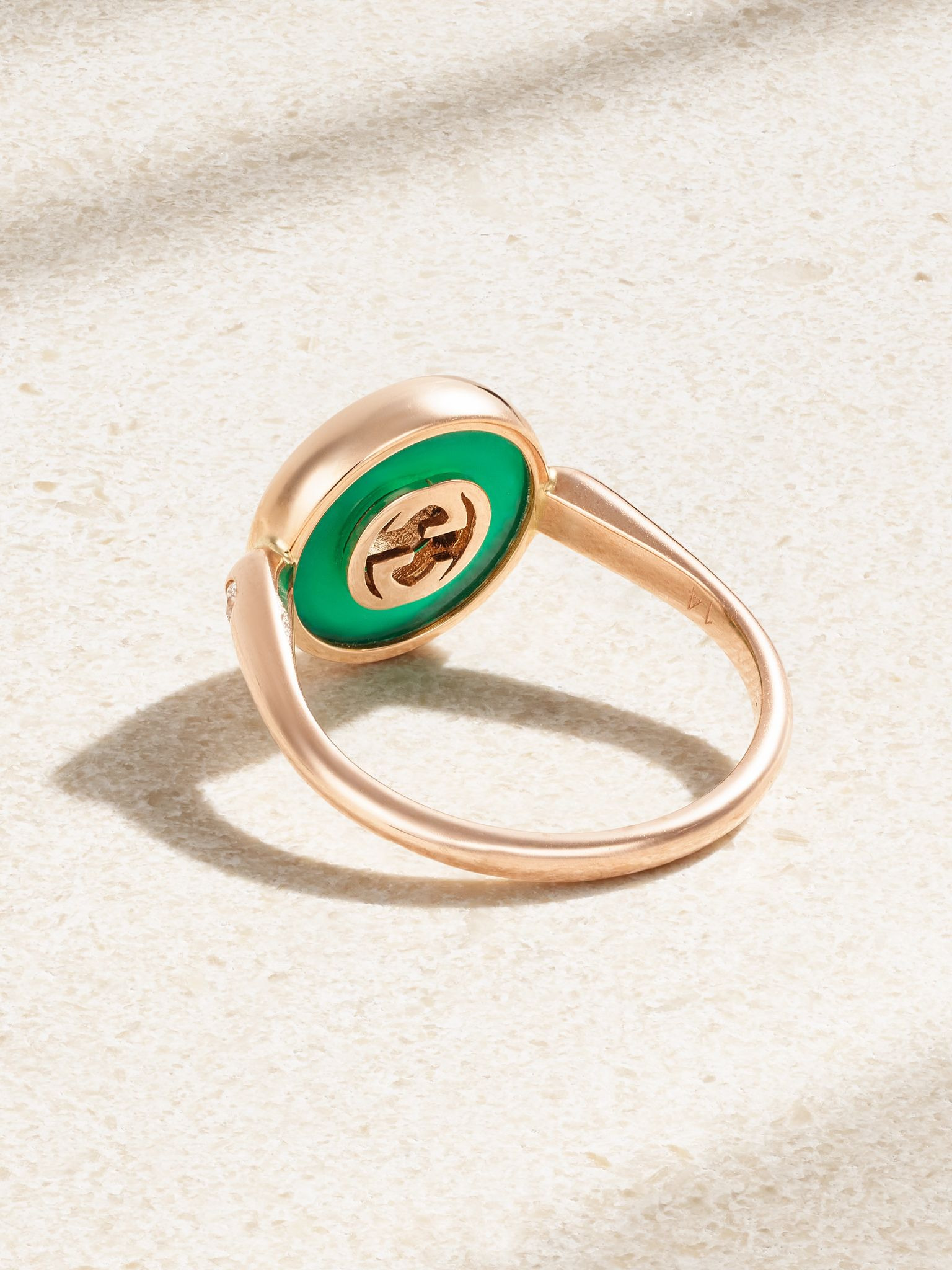 18-karat rose gold, agate and diamond ring Green - 3