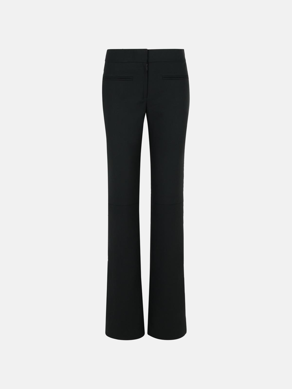 BLACK WOOL BLEND PANTS - 1