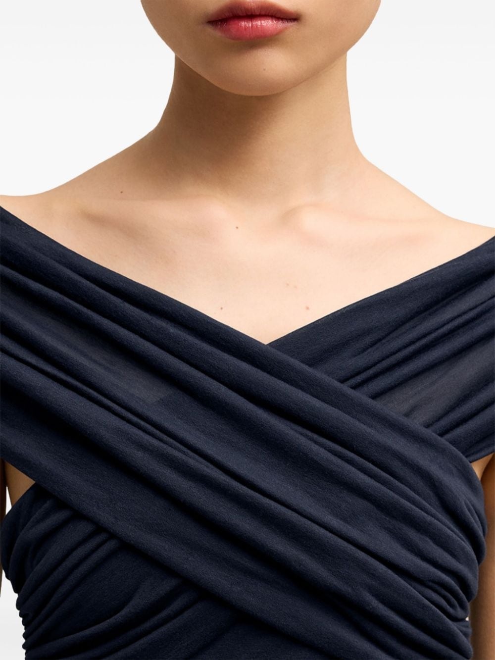 draped-design cotton-blend top - 6