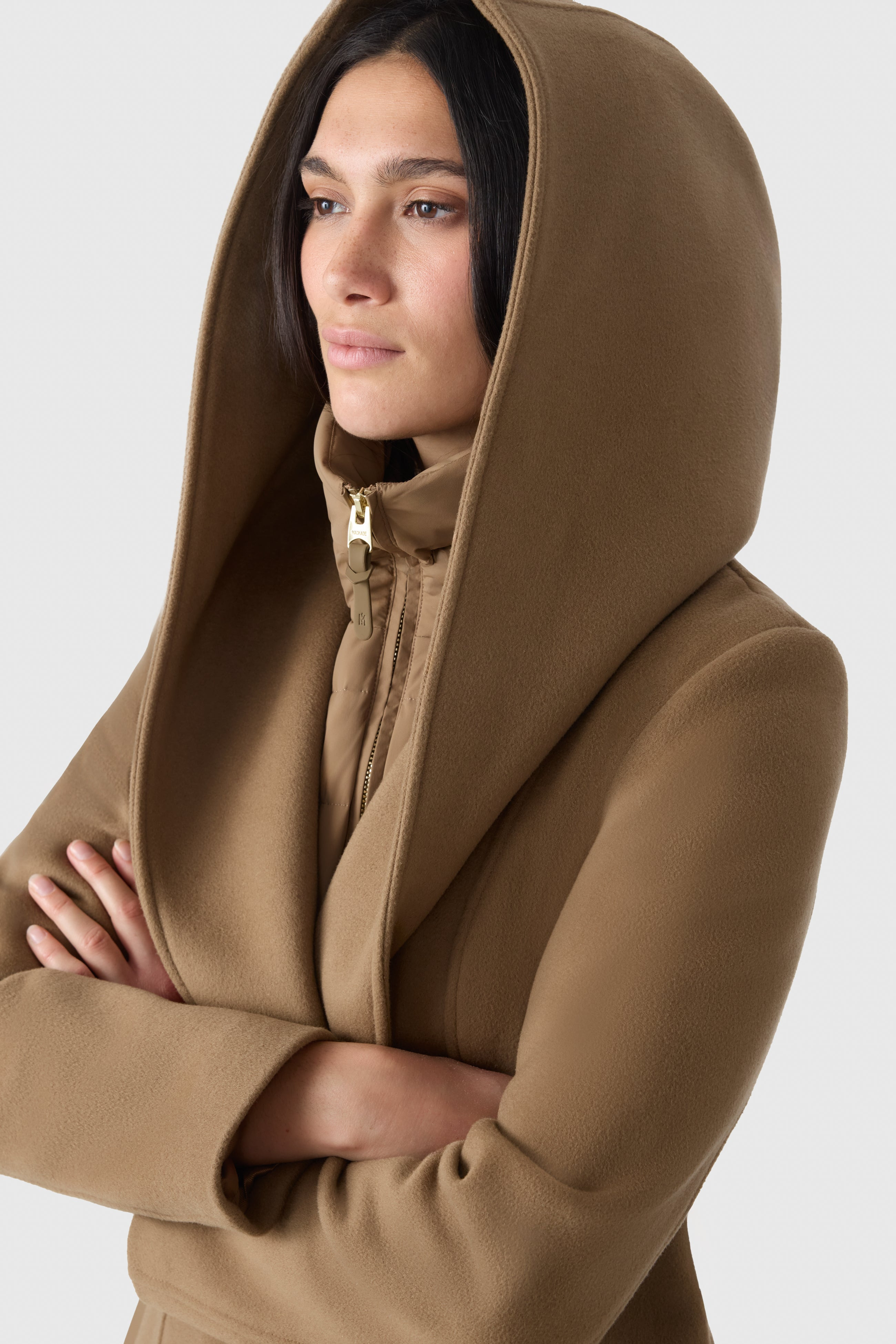 SHIA-SLB 2-in-1 double-face wool coat with removable bib - 5