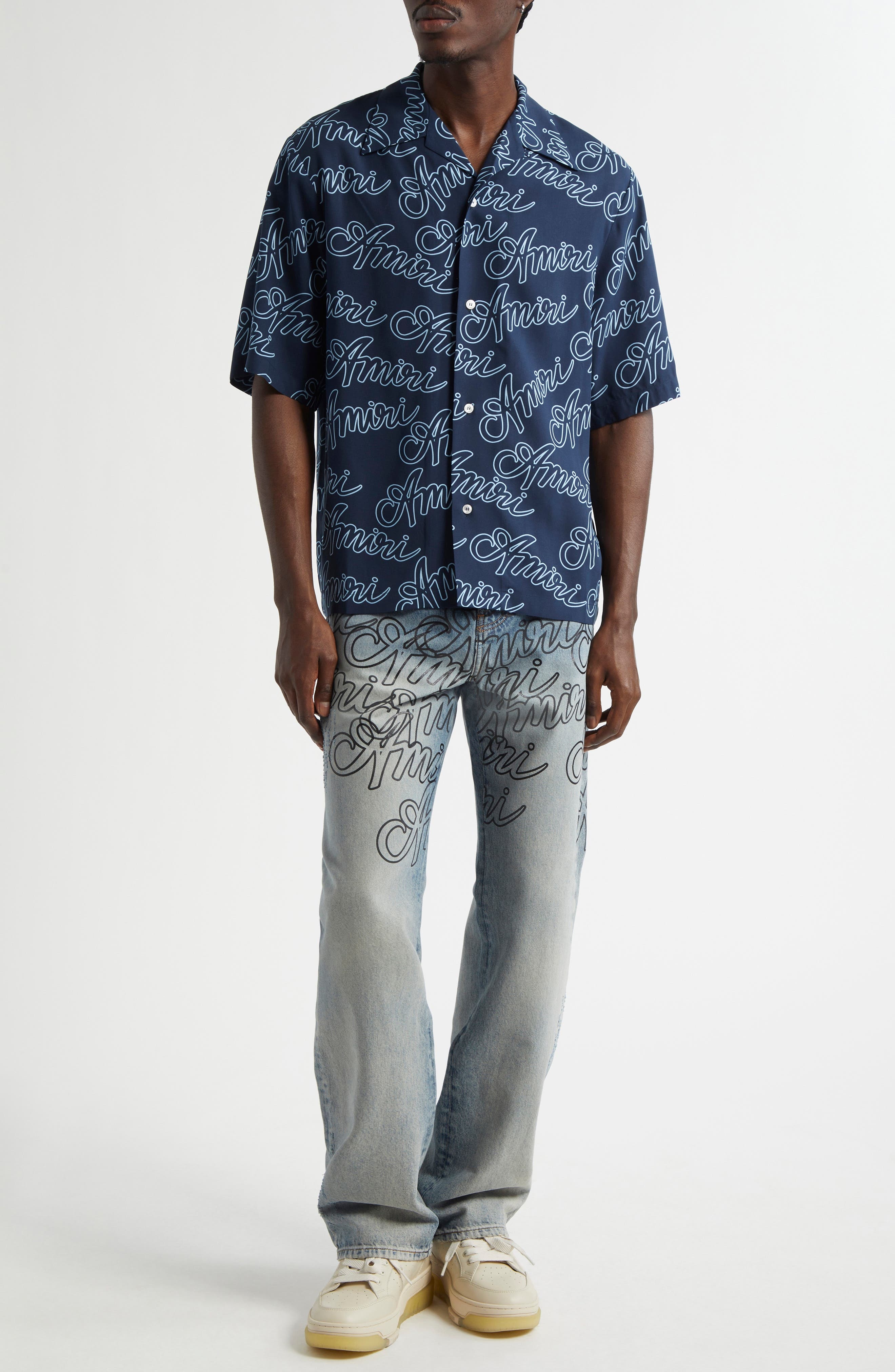AMIRI Script Bowling Shirt in Midnight Blue at Nordstrom - 2