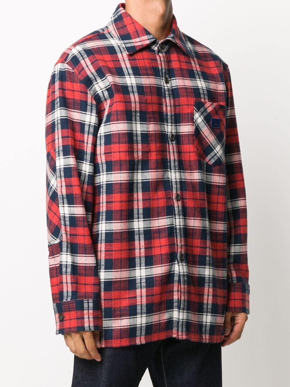 Face patch plaid overshirt - 4