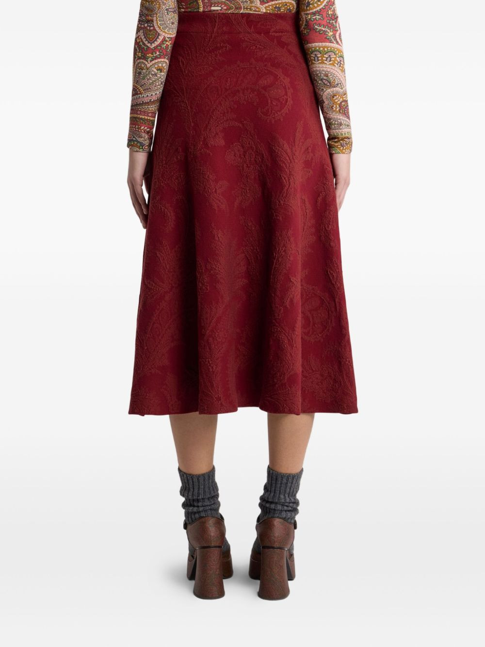 paisley-jacquard midi skirt - 3