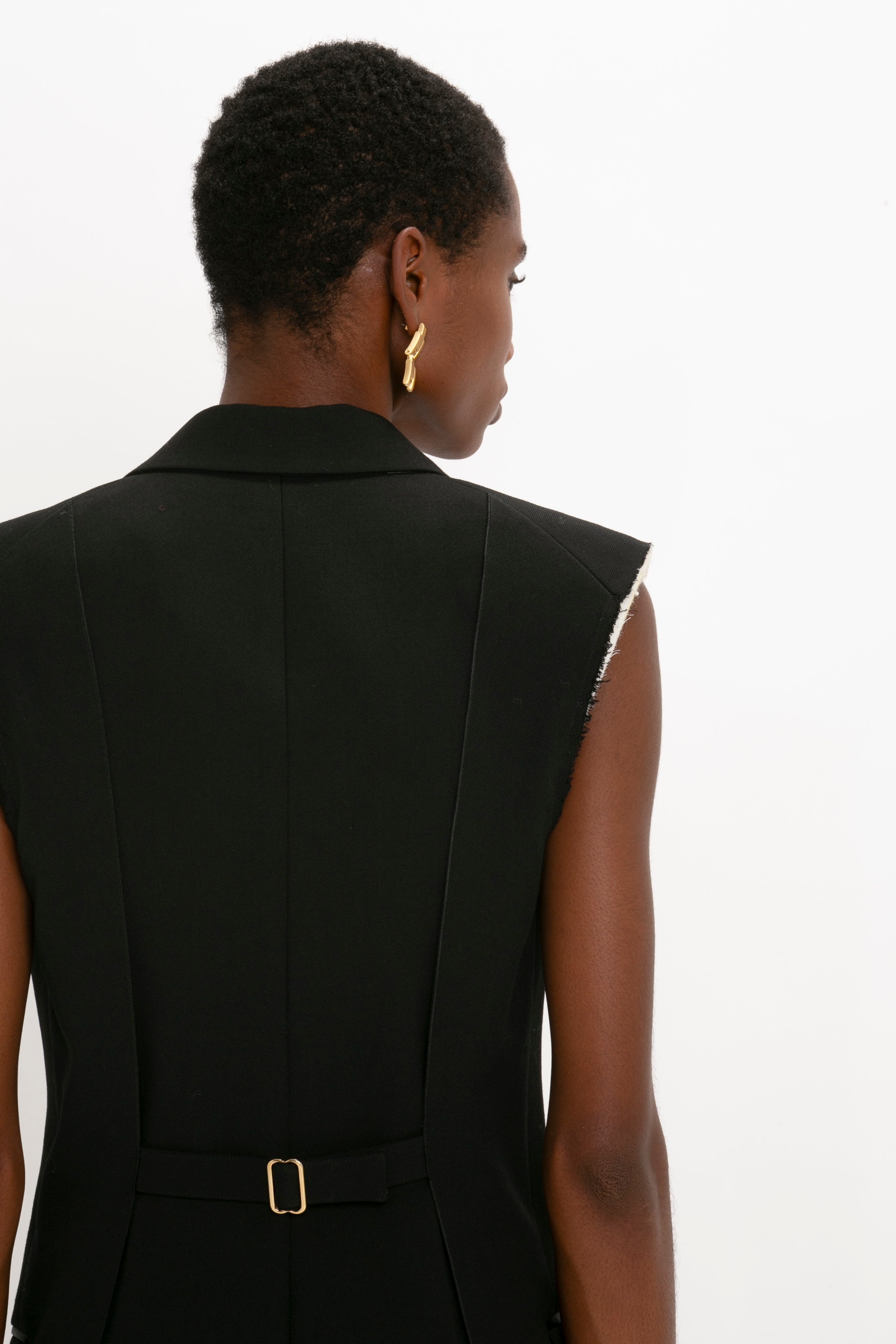 Sleeveless Tuxedo Jumpsuit in Black - 6