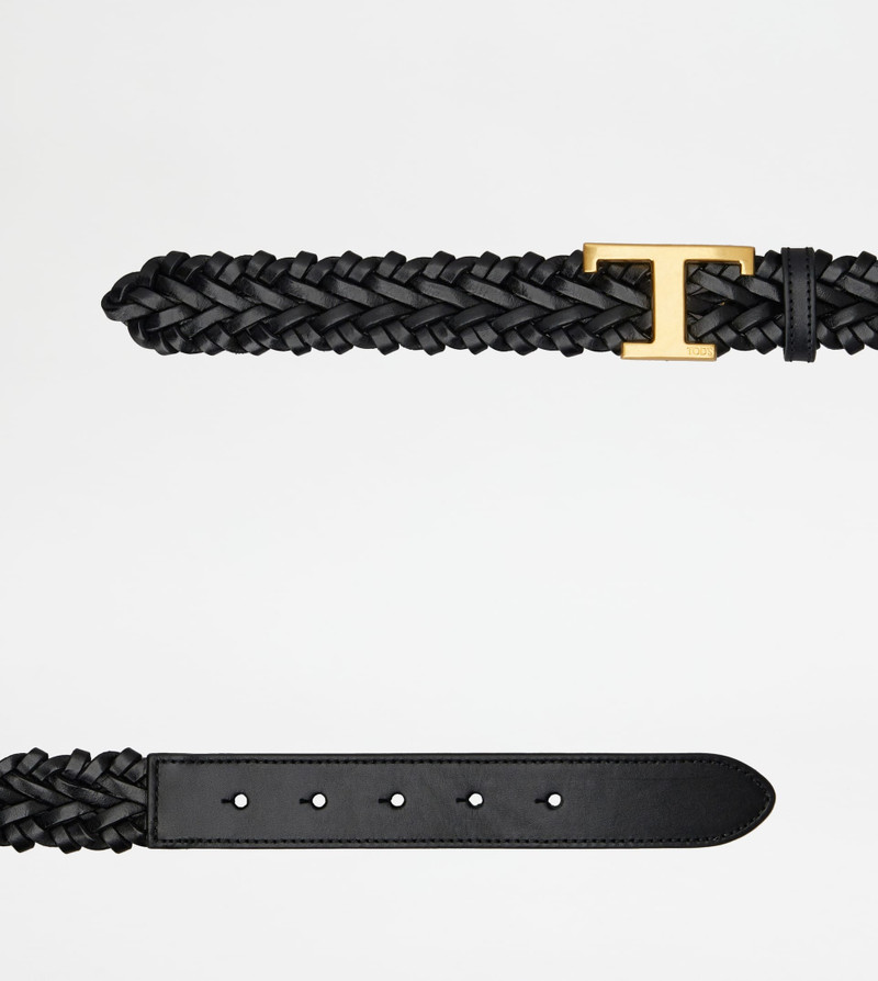 Tod's T TIMELESS BELT IN LEATHER - BLACK outlook