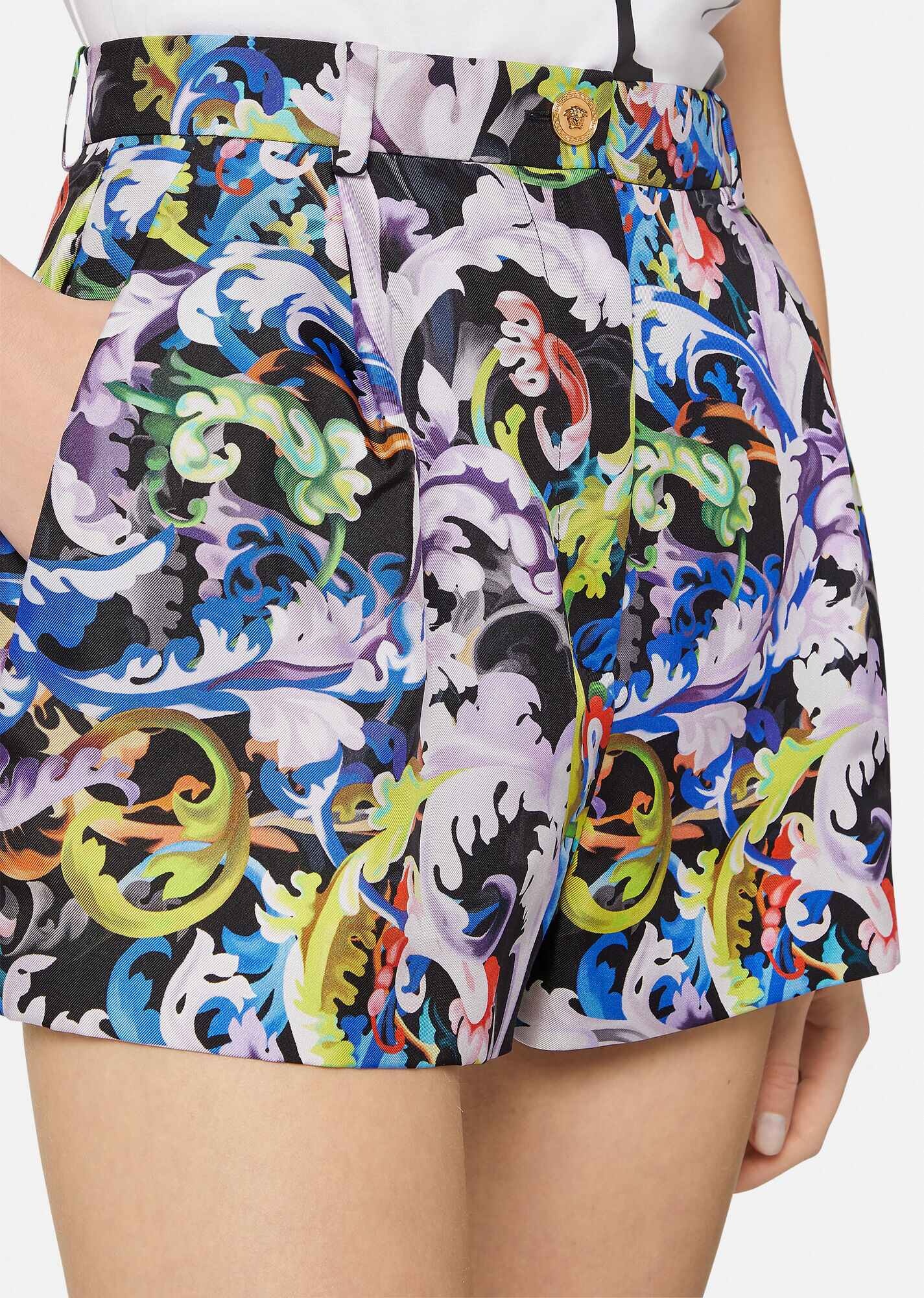 Baroccoflage Print Silk Shorts - 5