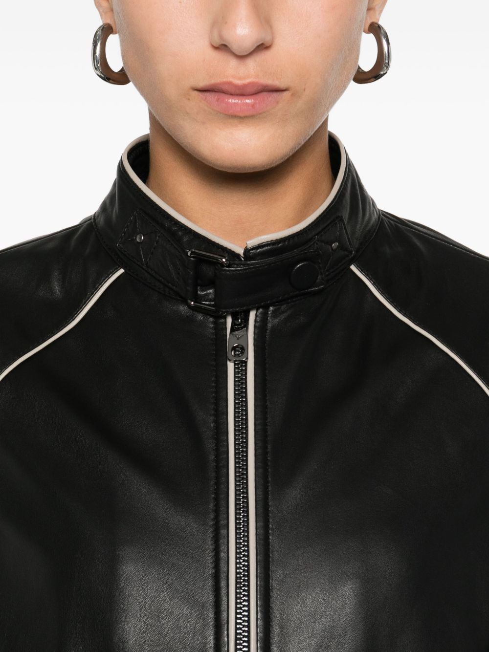 leather zip-front jacket - 5