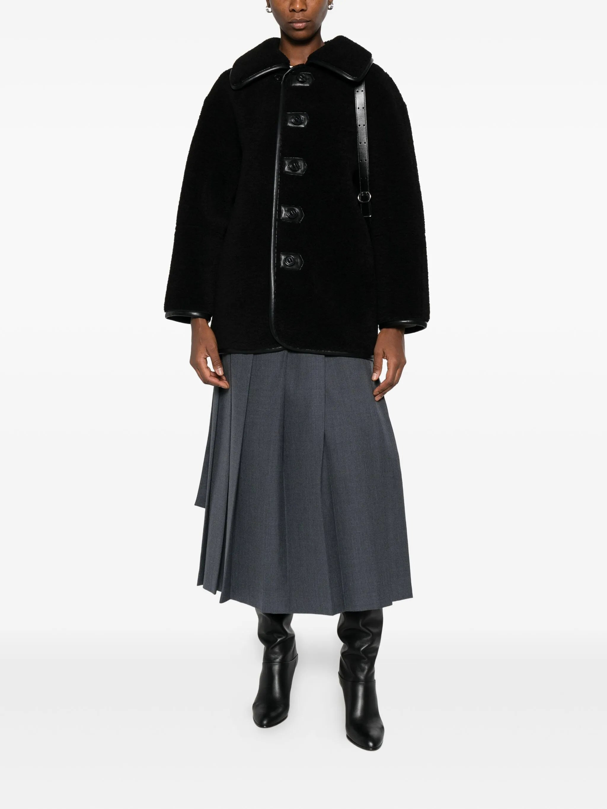 Low Classic Button-fastening Teddy Jacket - 2