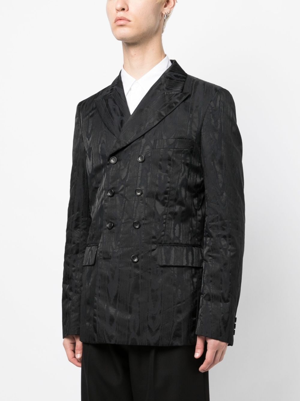 textured-finish peak-lapels blazer - 3