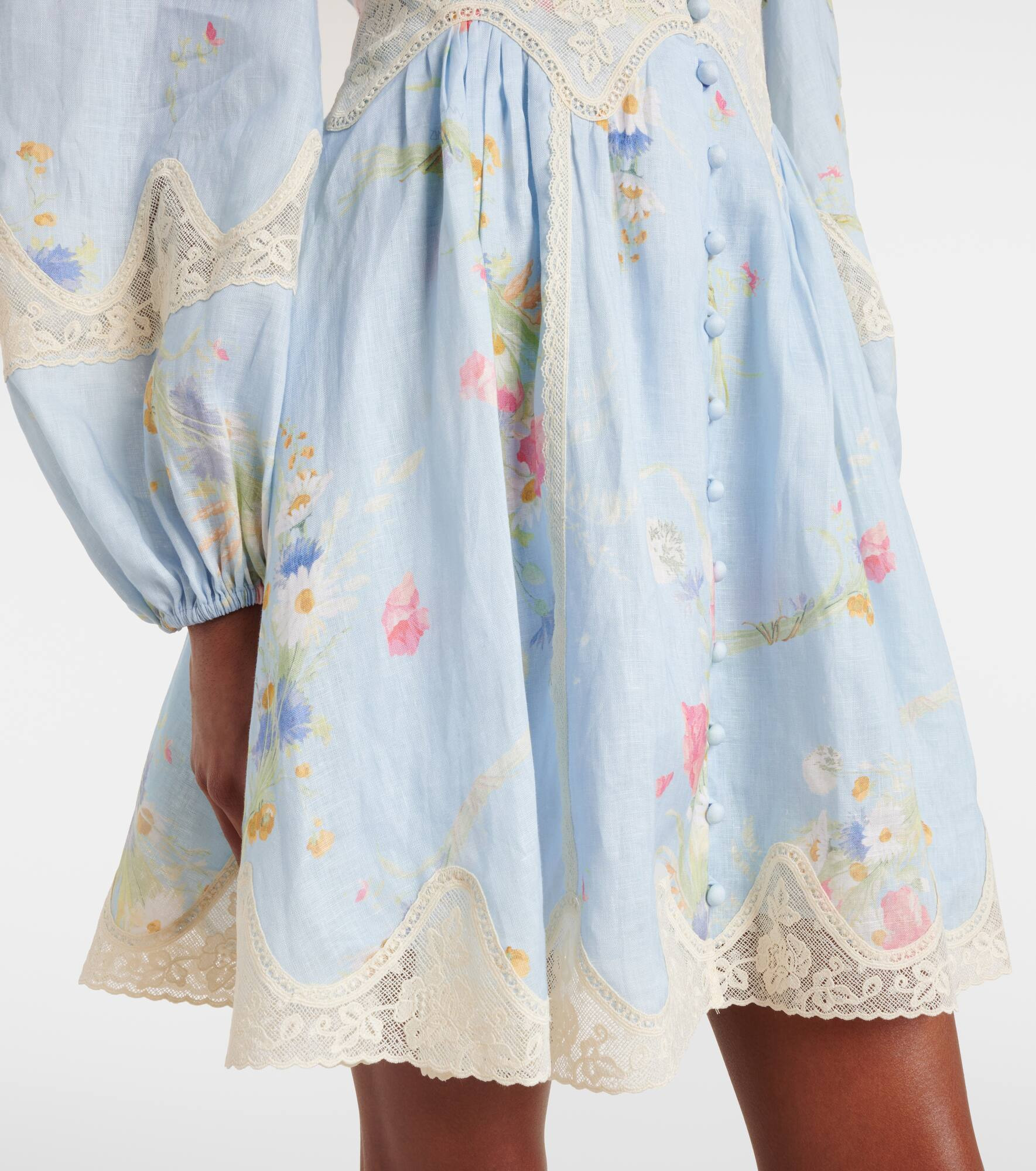 Lucky Lace floral linen minidress - 5