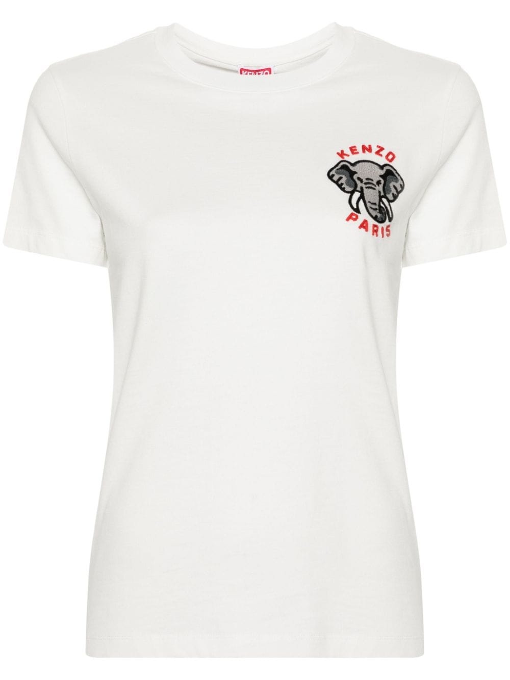 elephant-embroidered cotton T-shirt - 1