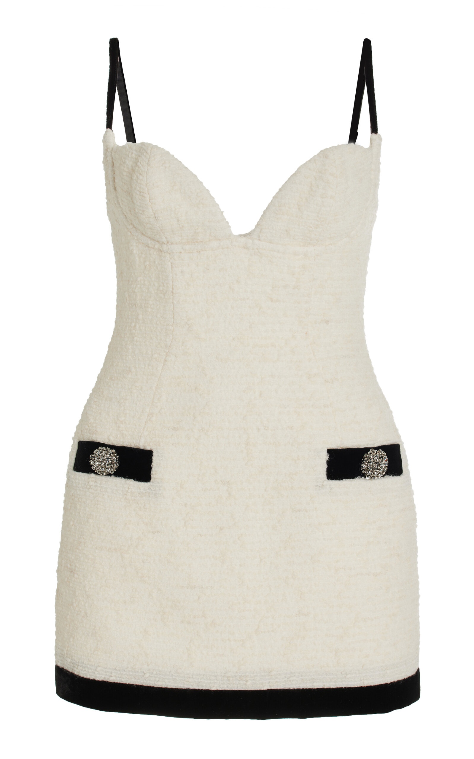 Crystal Grape Velvet-Trimmed Mini Dress ivory - 1
