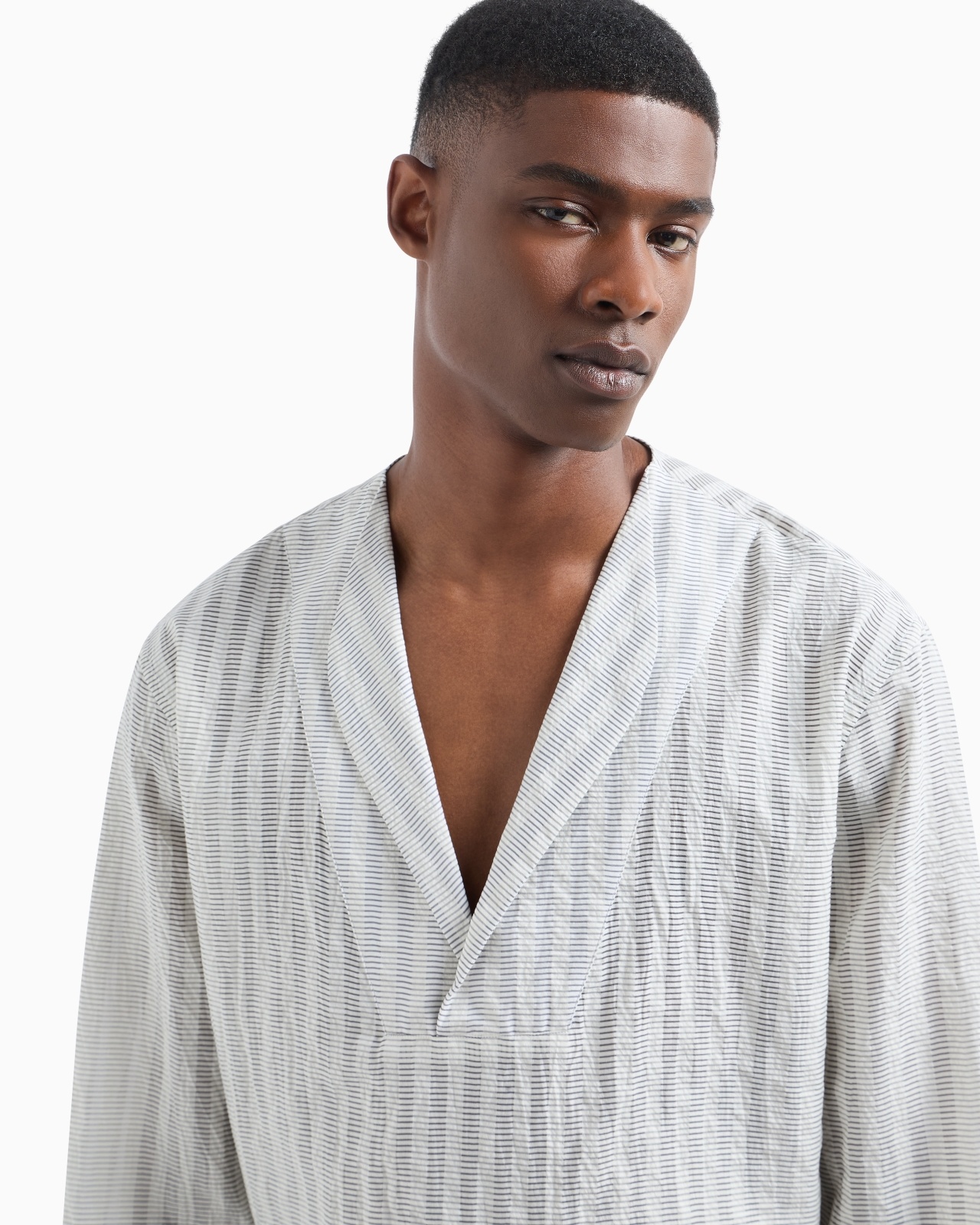STRIPED COTTON AND SILK POLO SHIRT - 5