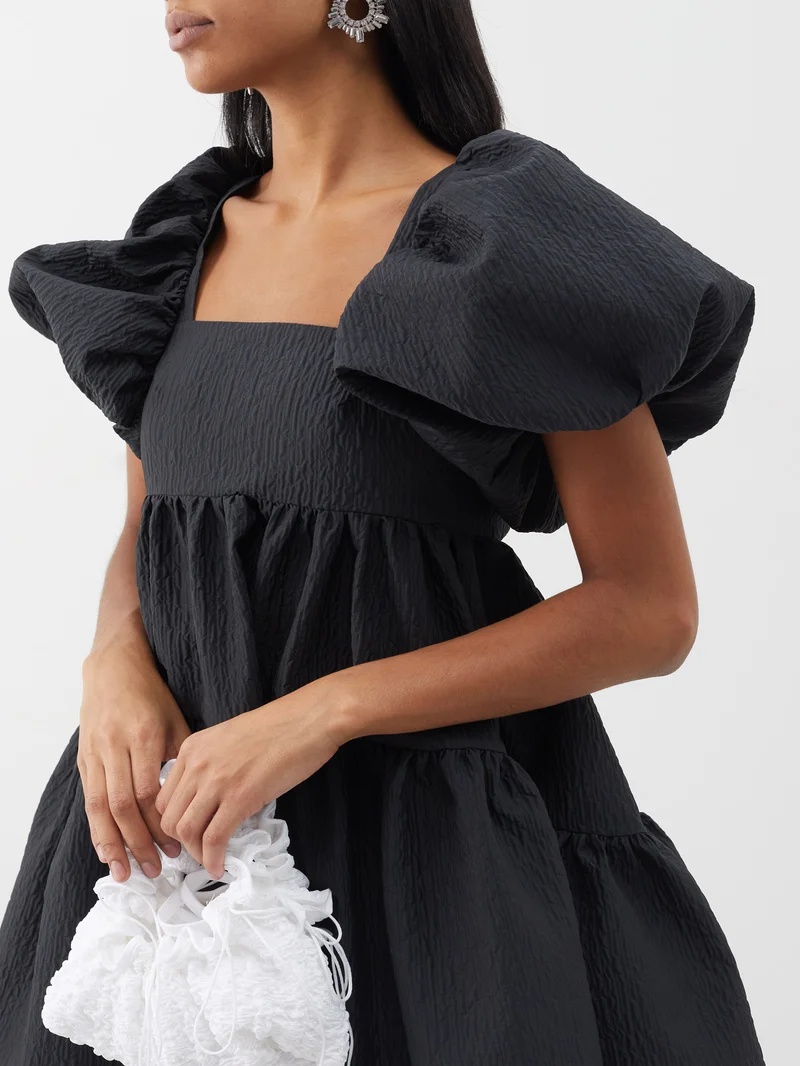 Ronia puff-sleeve Abeto-matelassé dress - 4
