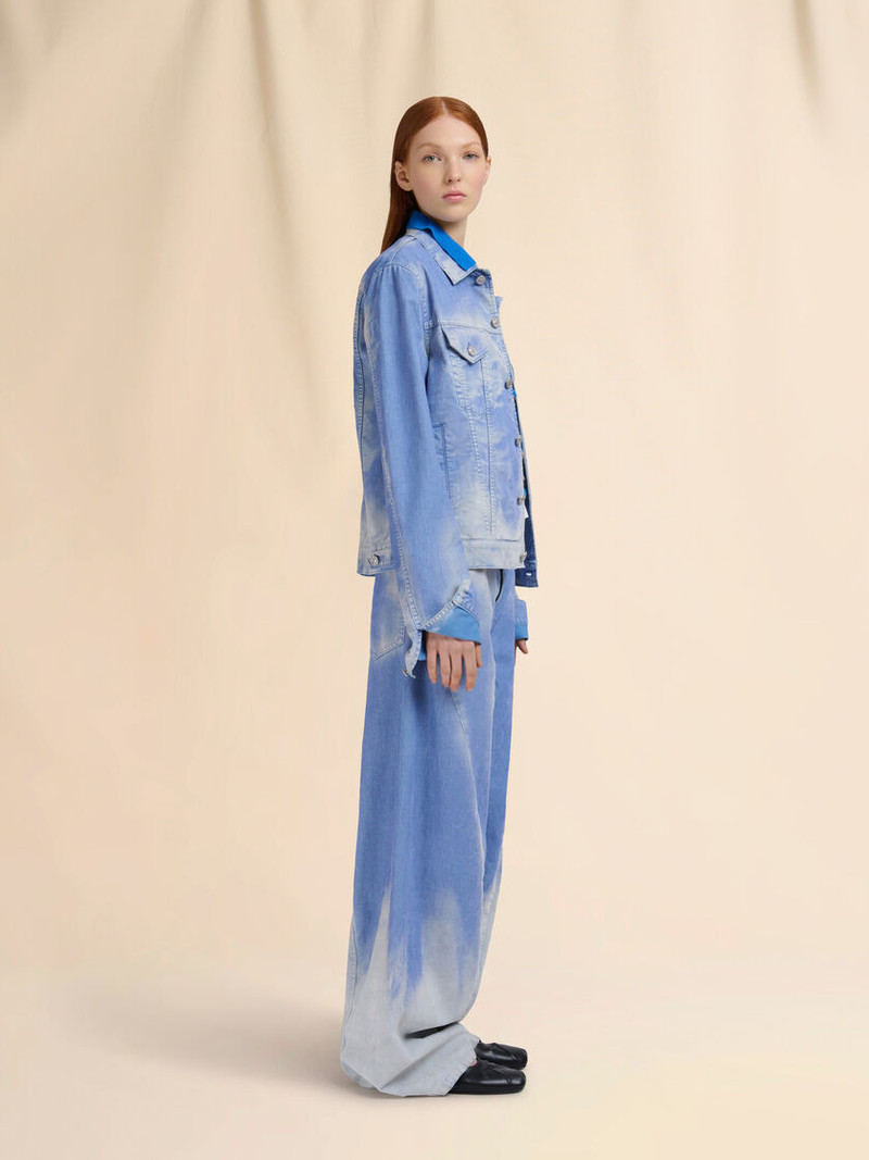 LIGHT BLUE FLOCKED DENIM TRUCKER JACKET 6
