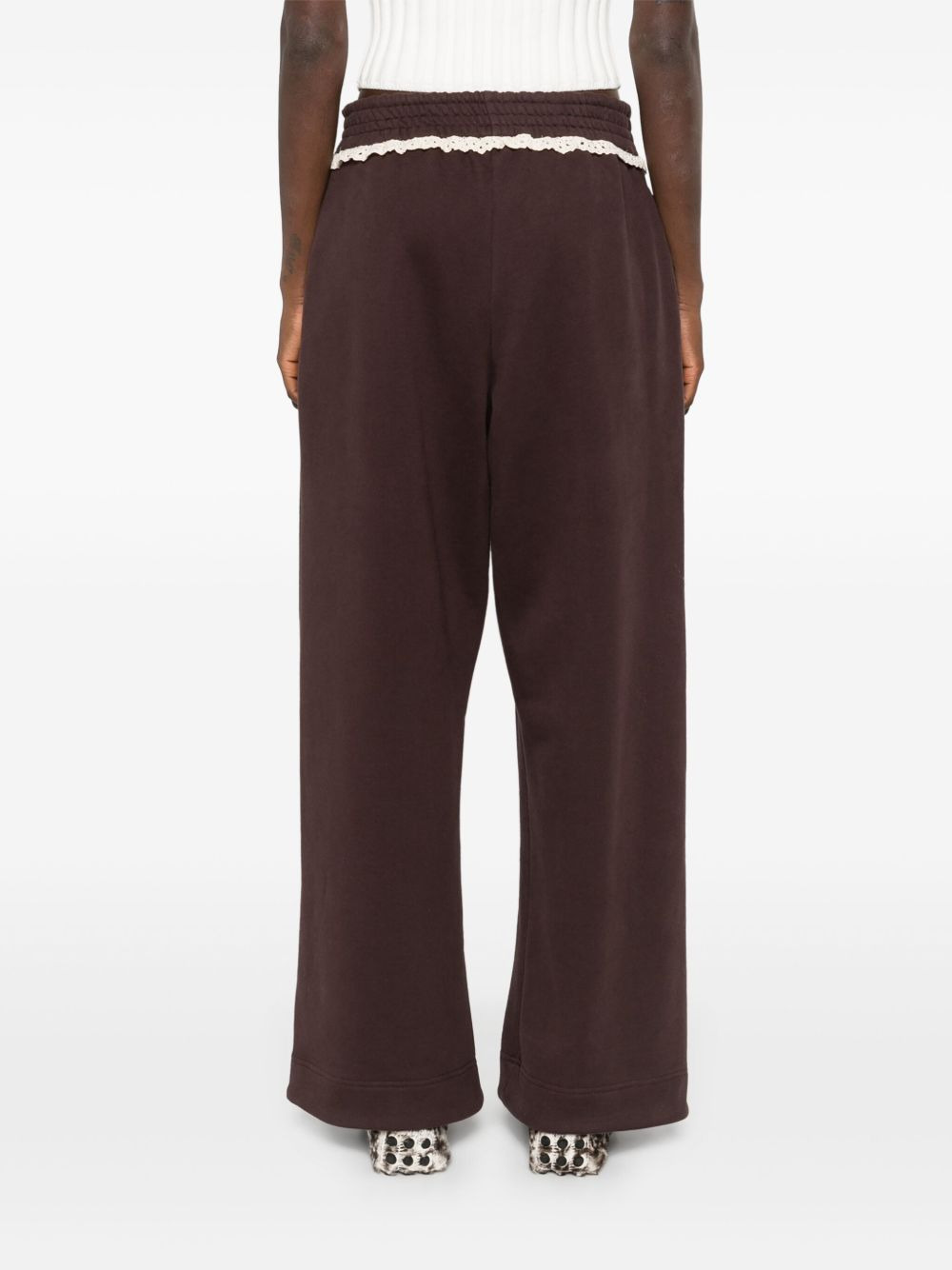 lace-detail cotton track pants - 4
