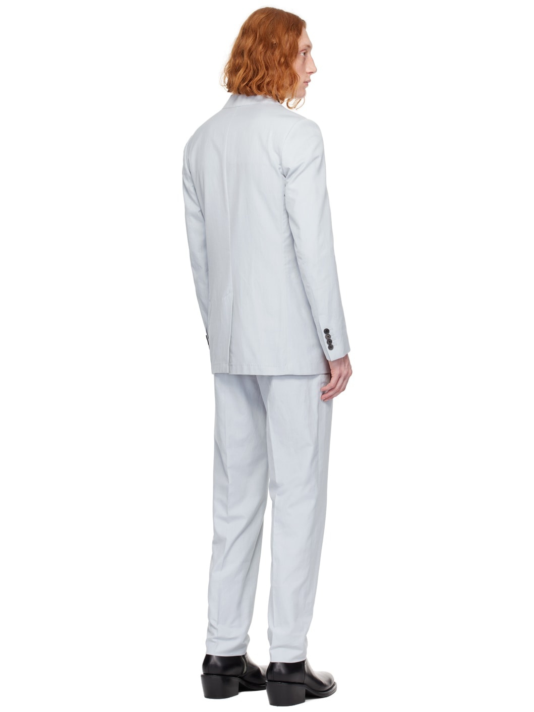 Blue Notched Lapel Suit - 3