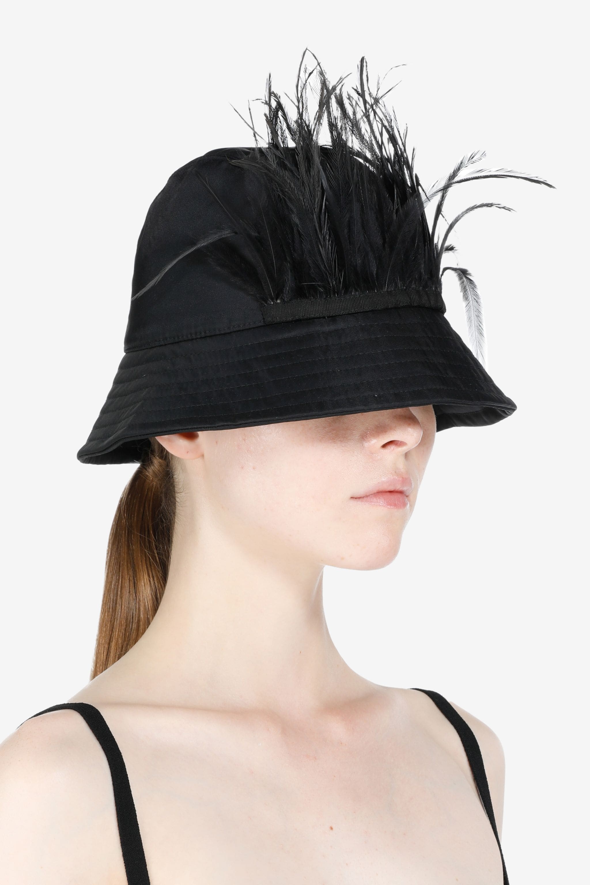 FEATHER-TRIMMED BUCKET HAT - 2