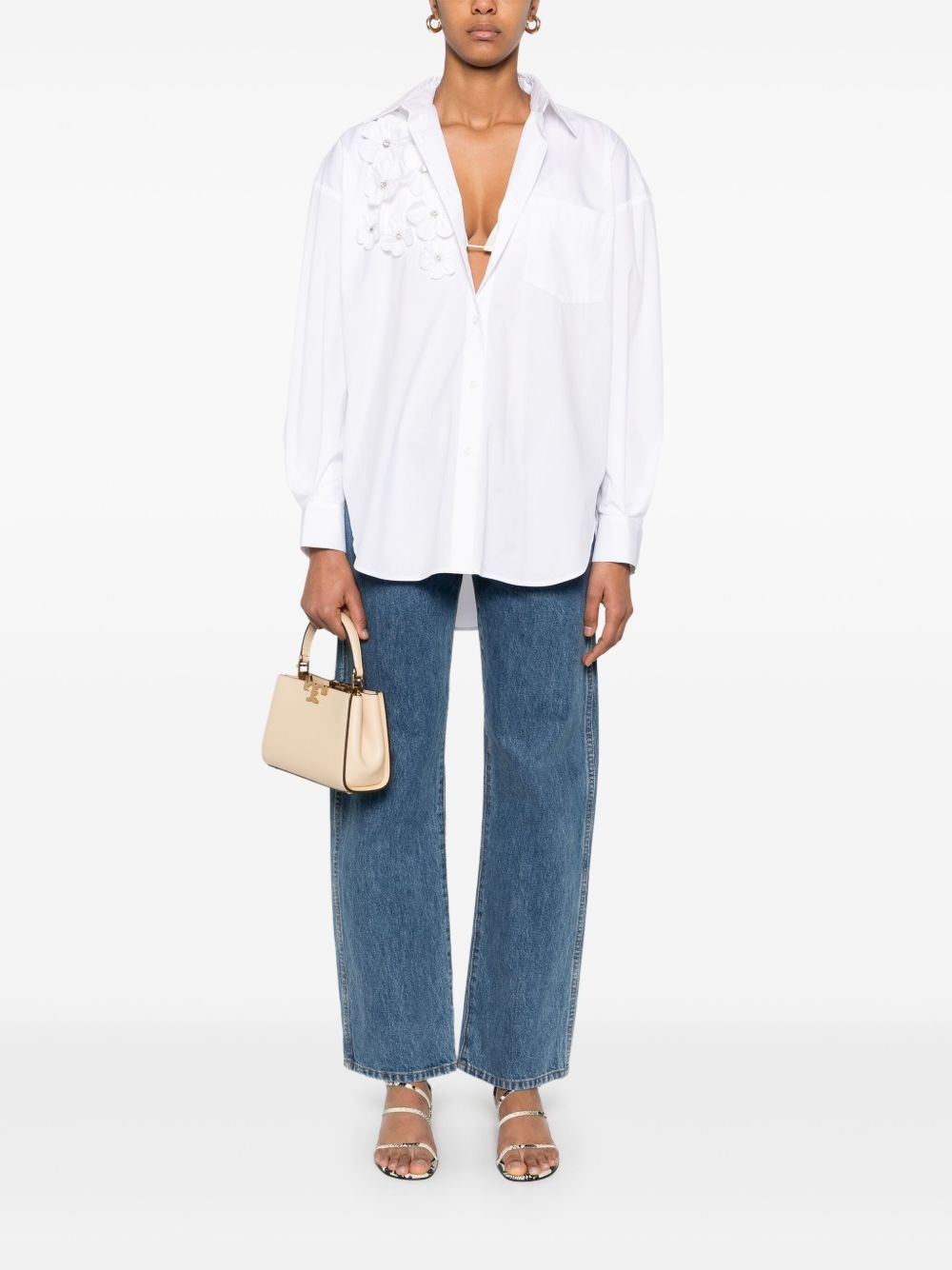 floral-appliqué shirt - 2