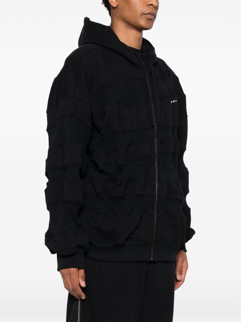 ribbed-panels hoodie - 3