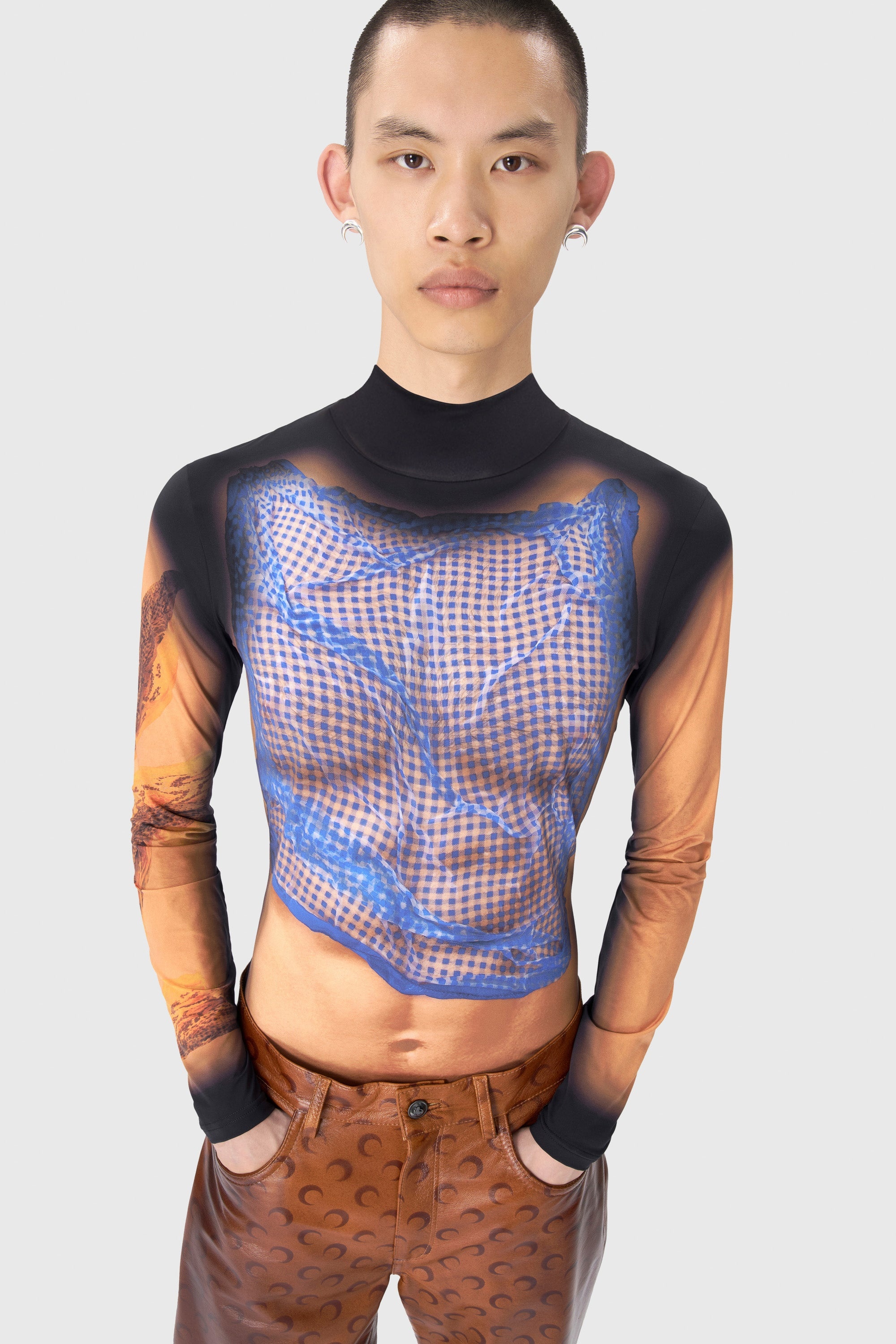 Recycled Draped Statue Jersey Second Skin Highneck Top - 3