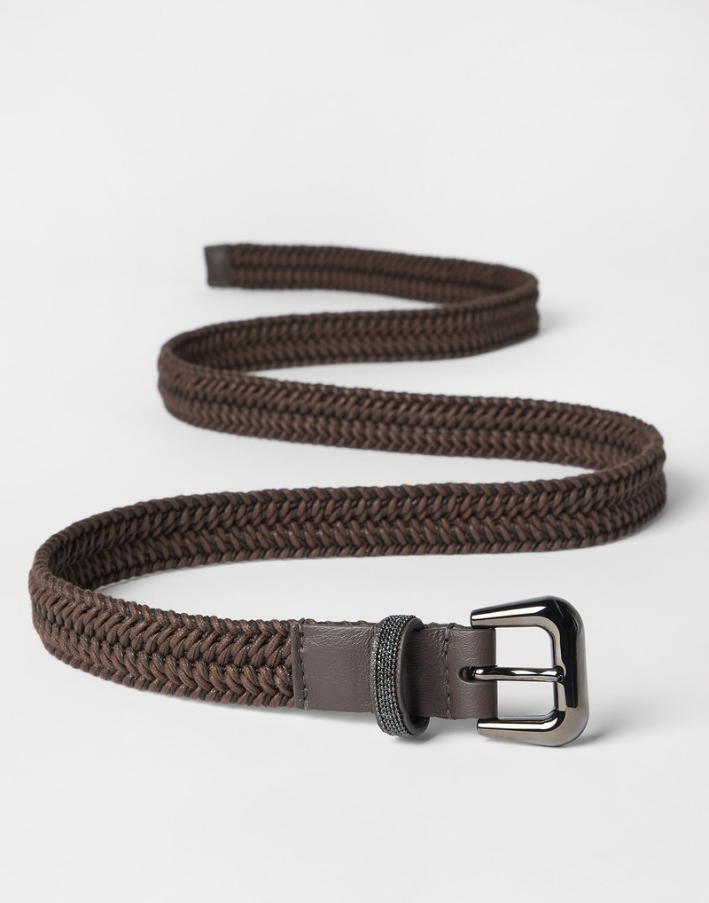 Brunello Cucinelli Stretch cotton braided belt with shiny loop outlook