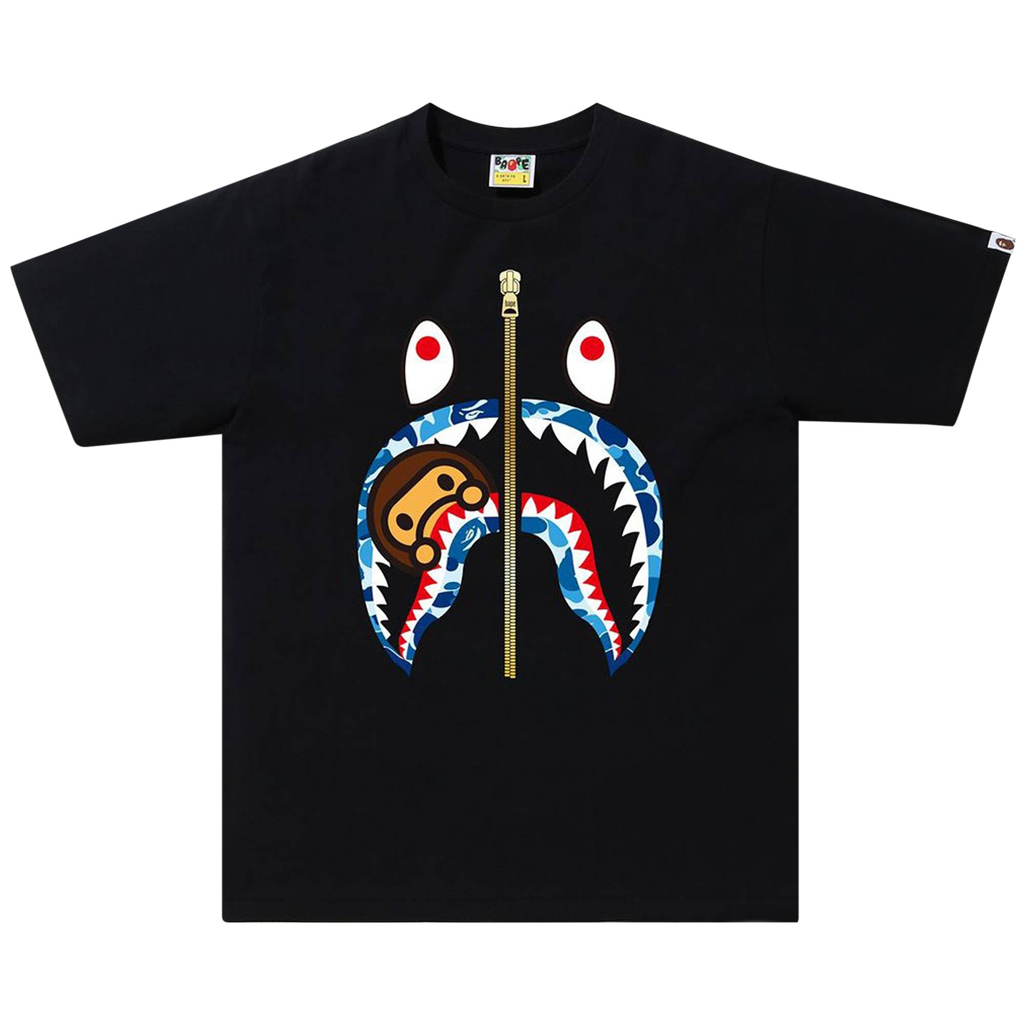 BAPE ABC Camo Milo Shark Tee 'Black/Blue' - 1