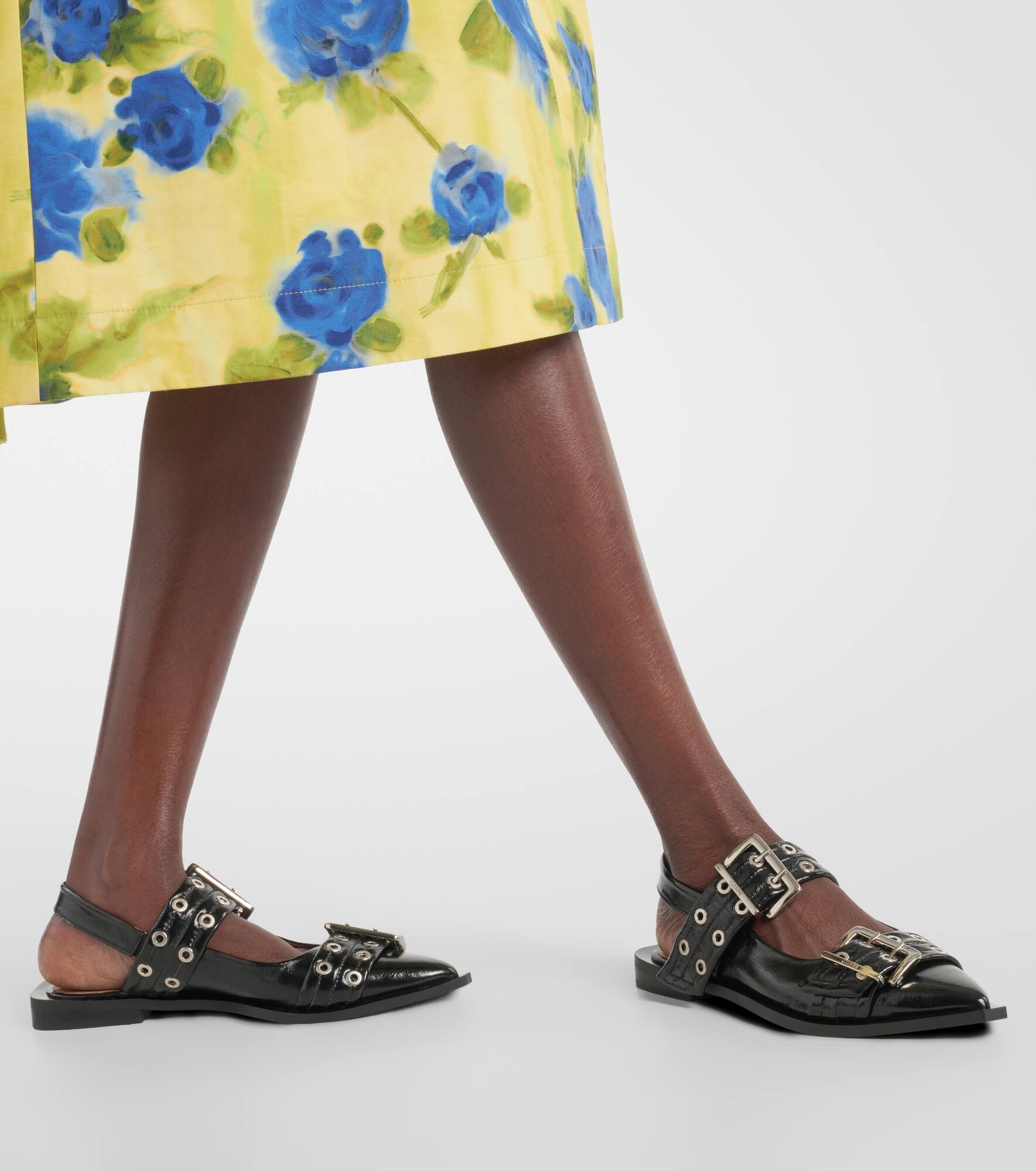 Faux-leather slingback flats - 7