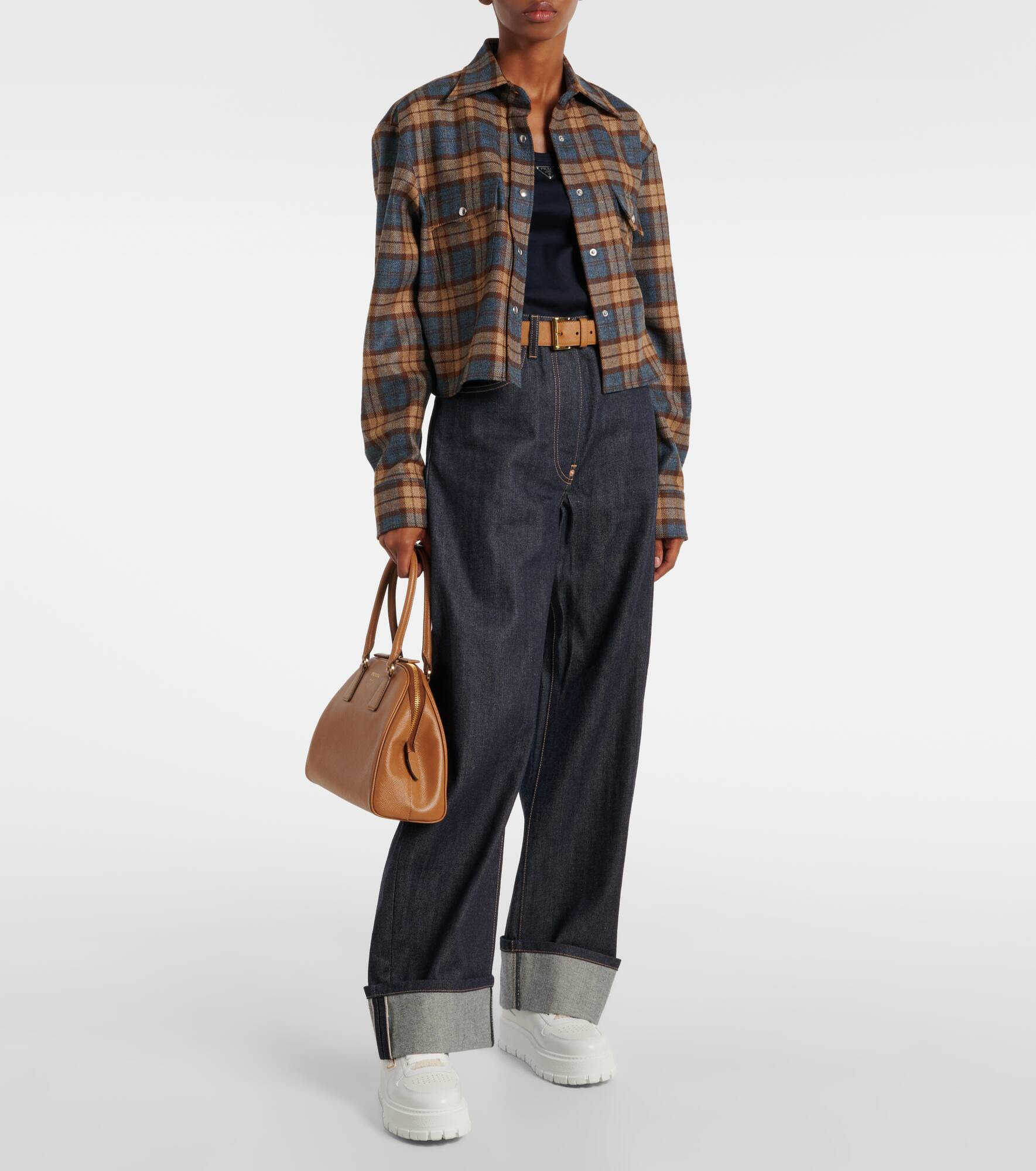 Shearling-lined platform leather sneakers - 3