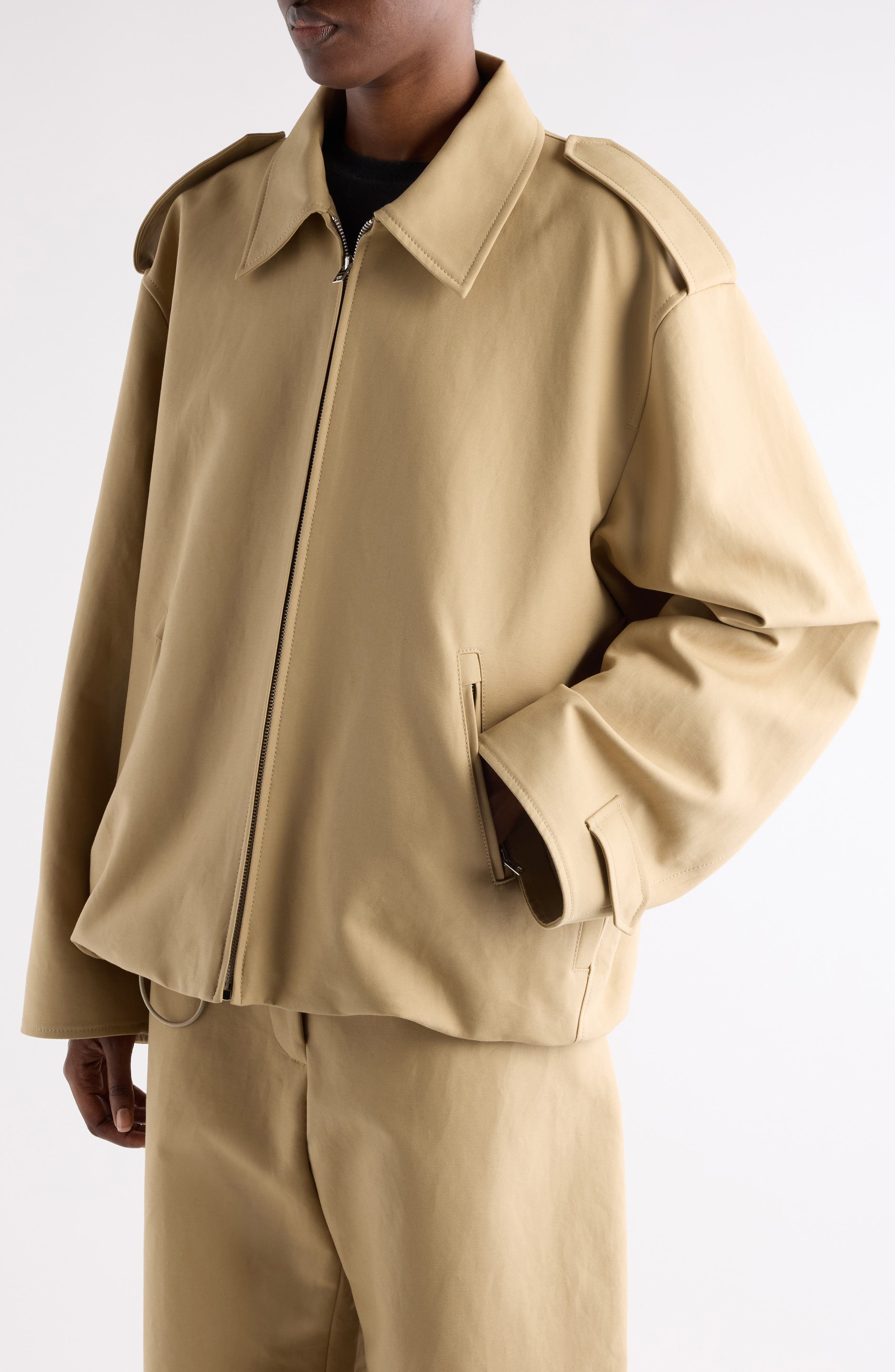Acne Studios Onaga Organic Cotton Sateen Jacket in Beige Melange at Nordstrom - 5