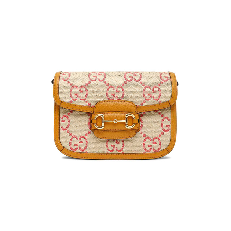 1955 Horsebit GG faux-raffia shoulder bag - 1